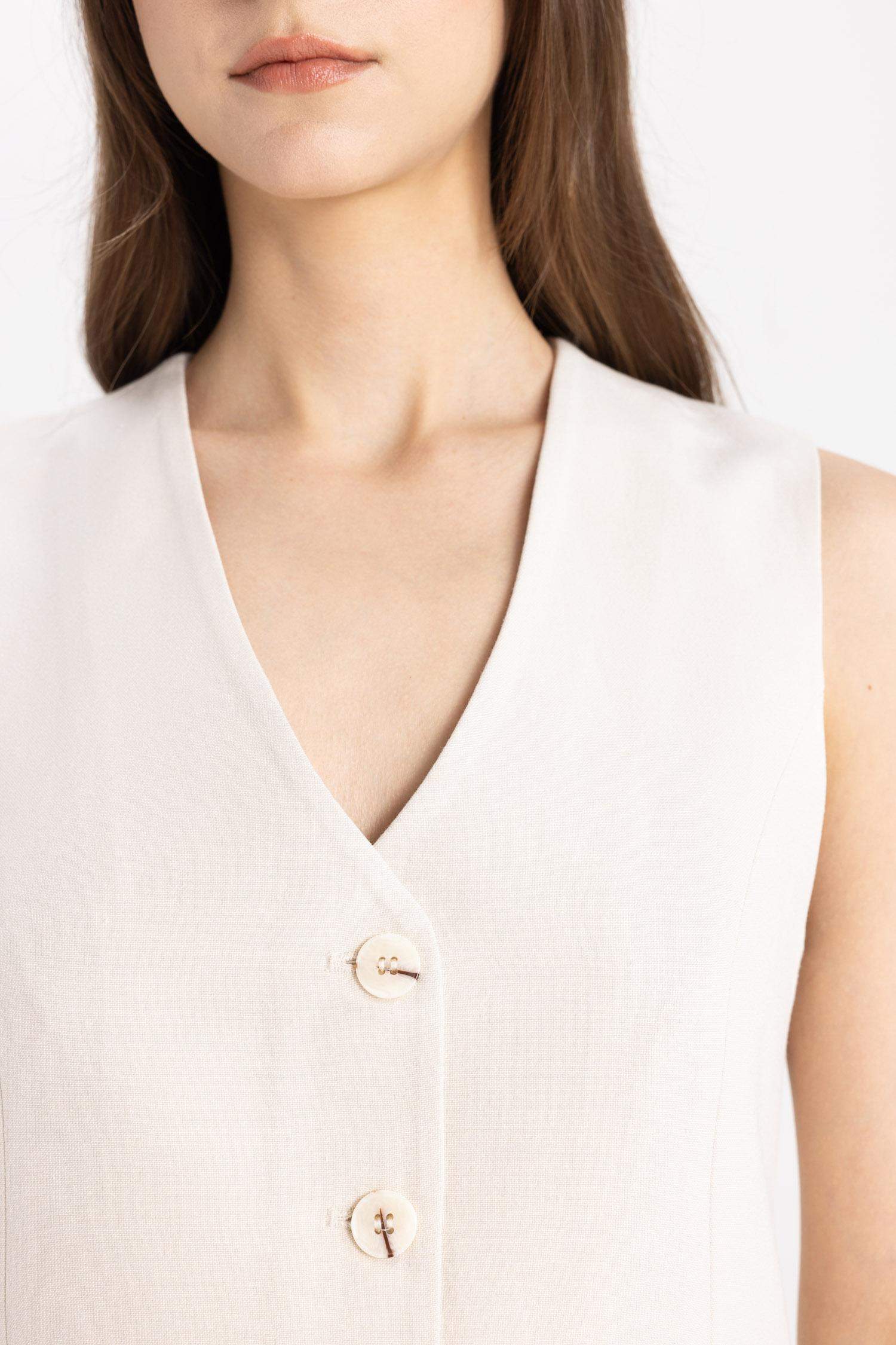 V-Neck Linen Blend Vest