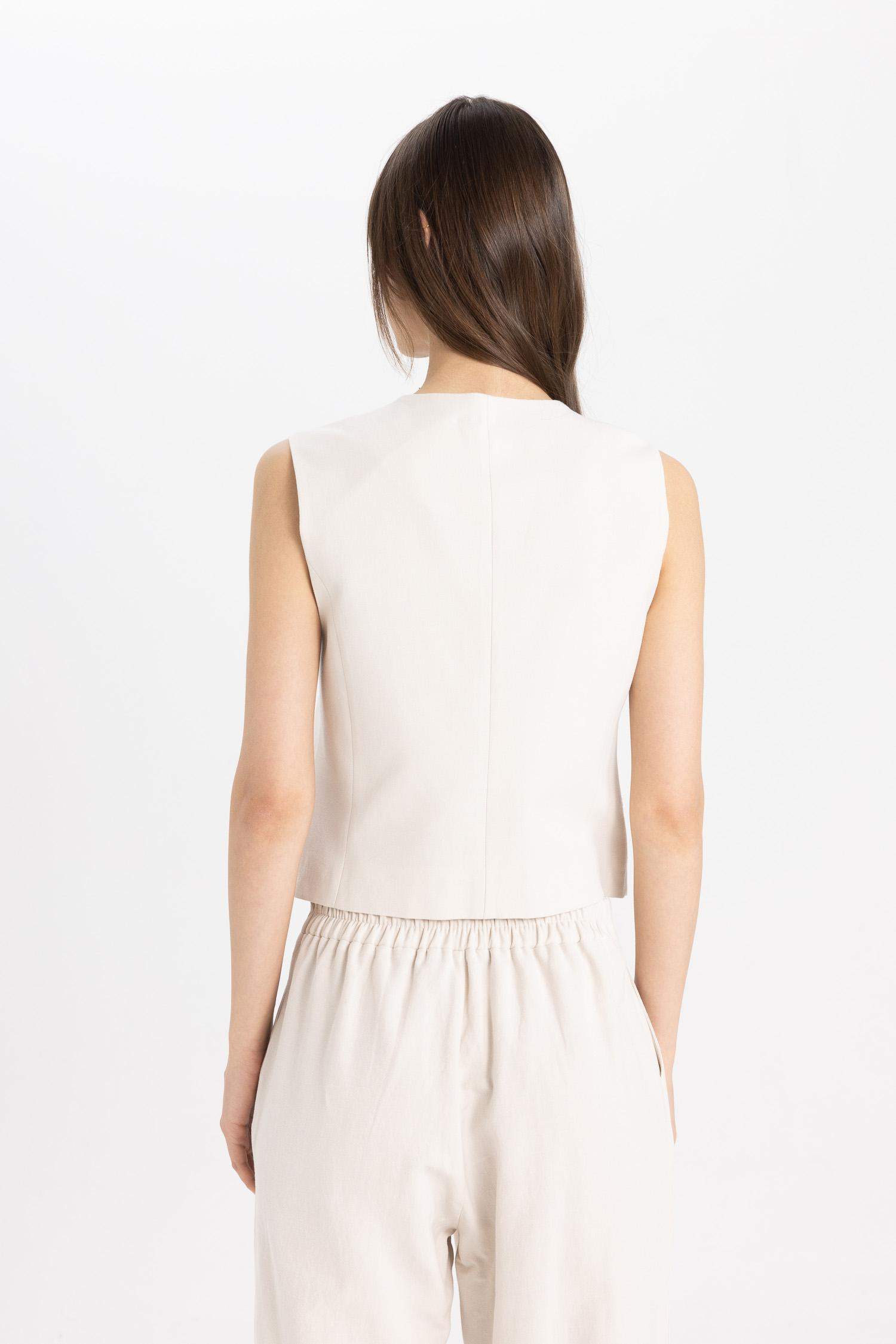 V-Neck Linen Blend Vest