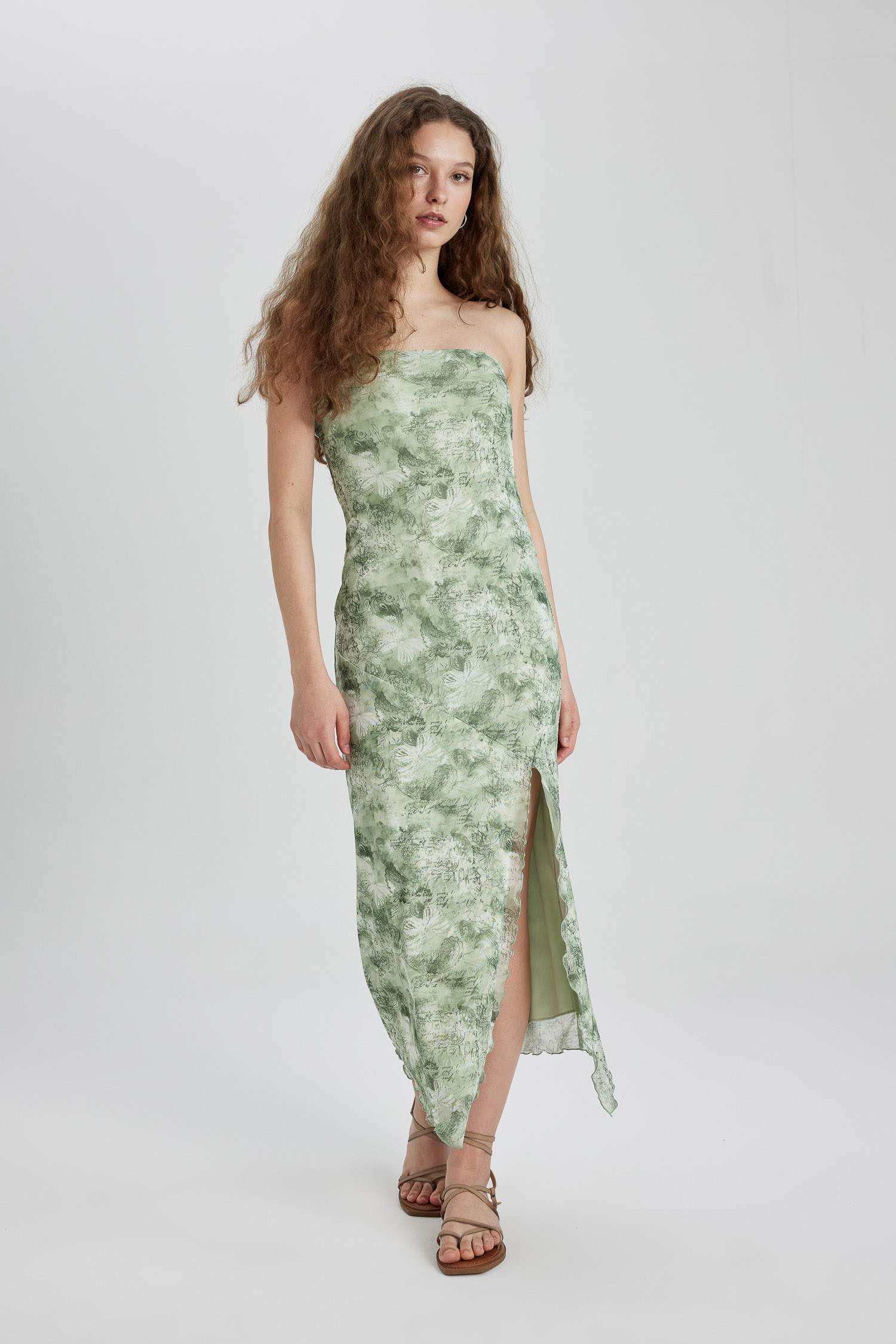 Strapless Tulle Midi Dress