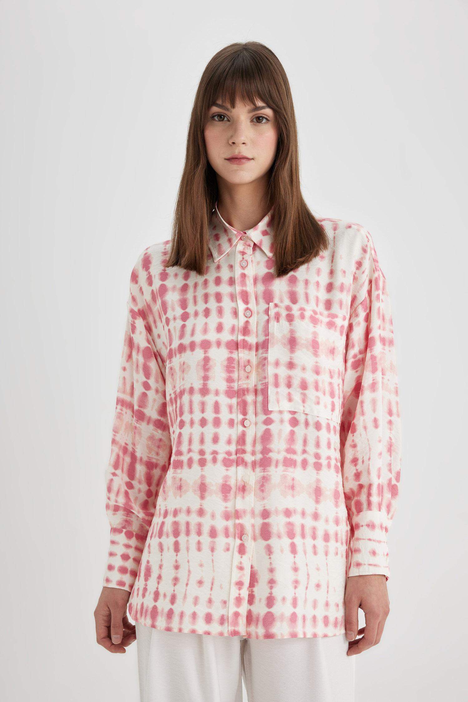 Relax Fit Desenli Uzun Kollu Gömlek Tunik