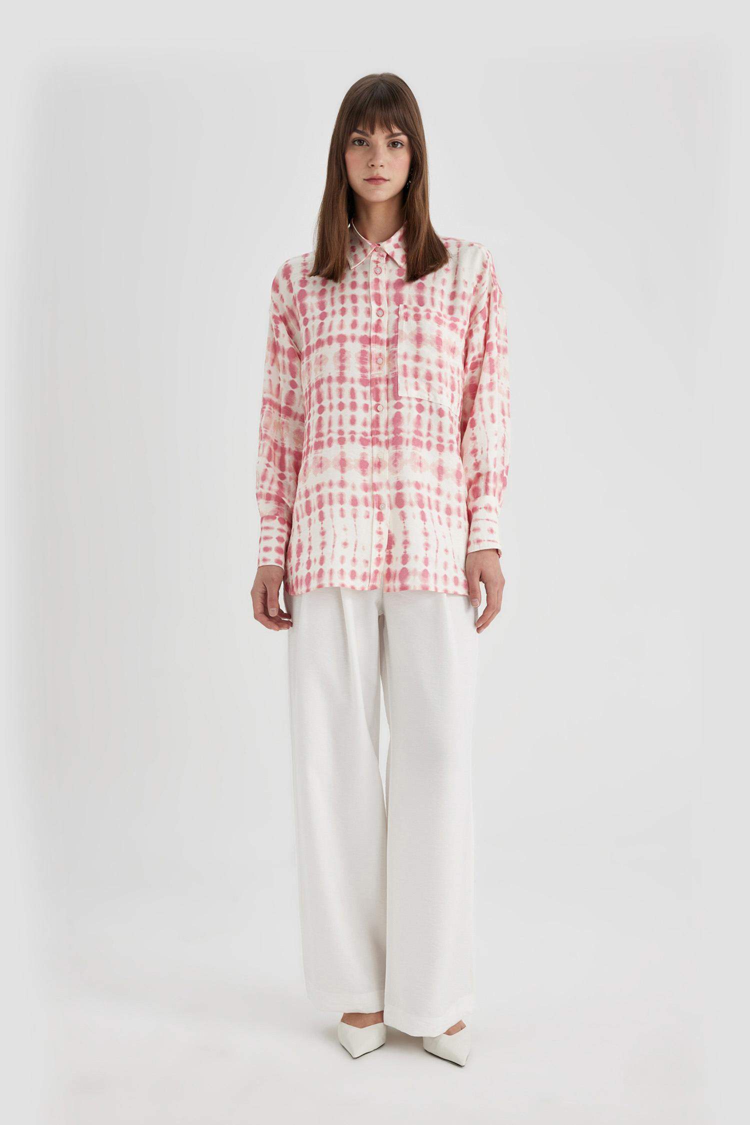 Relax Fit Desenli Uzun Kollu Gömlek Tunik