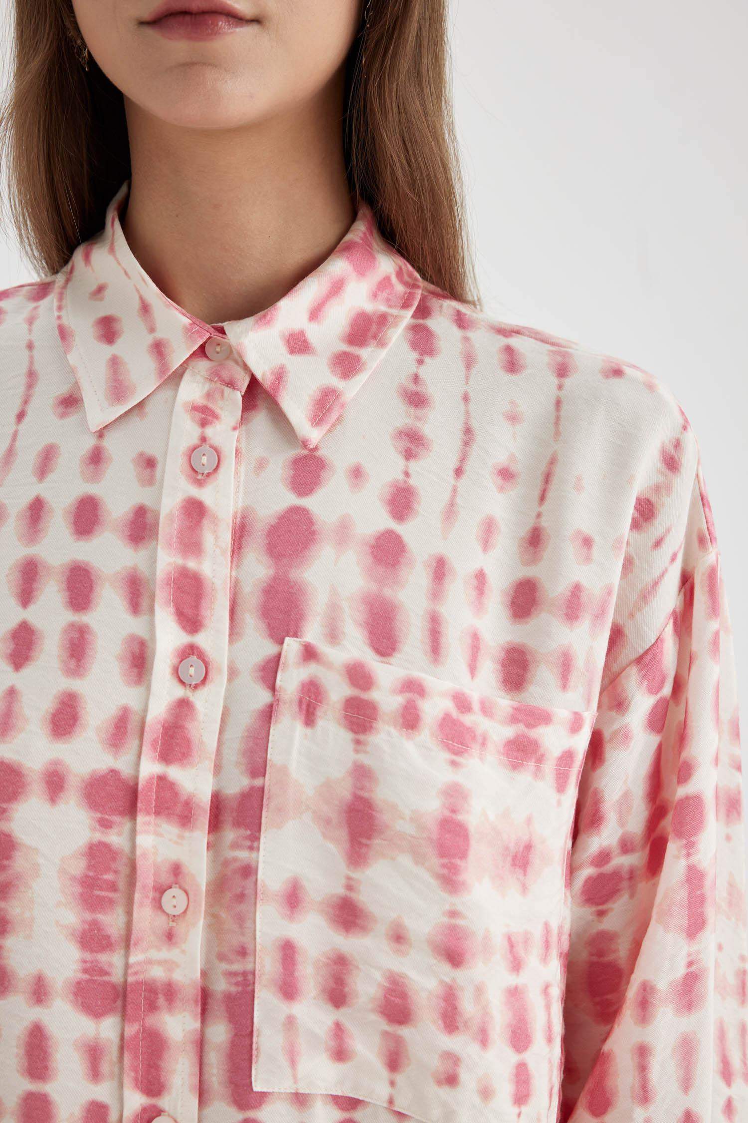 Relax Fit Desenli Uzun Kollu Gömlek Tunik