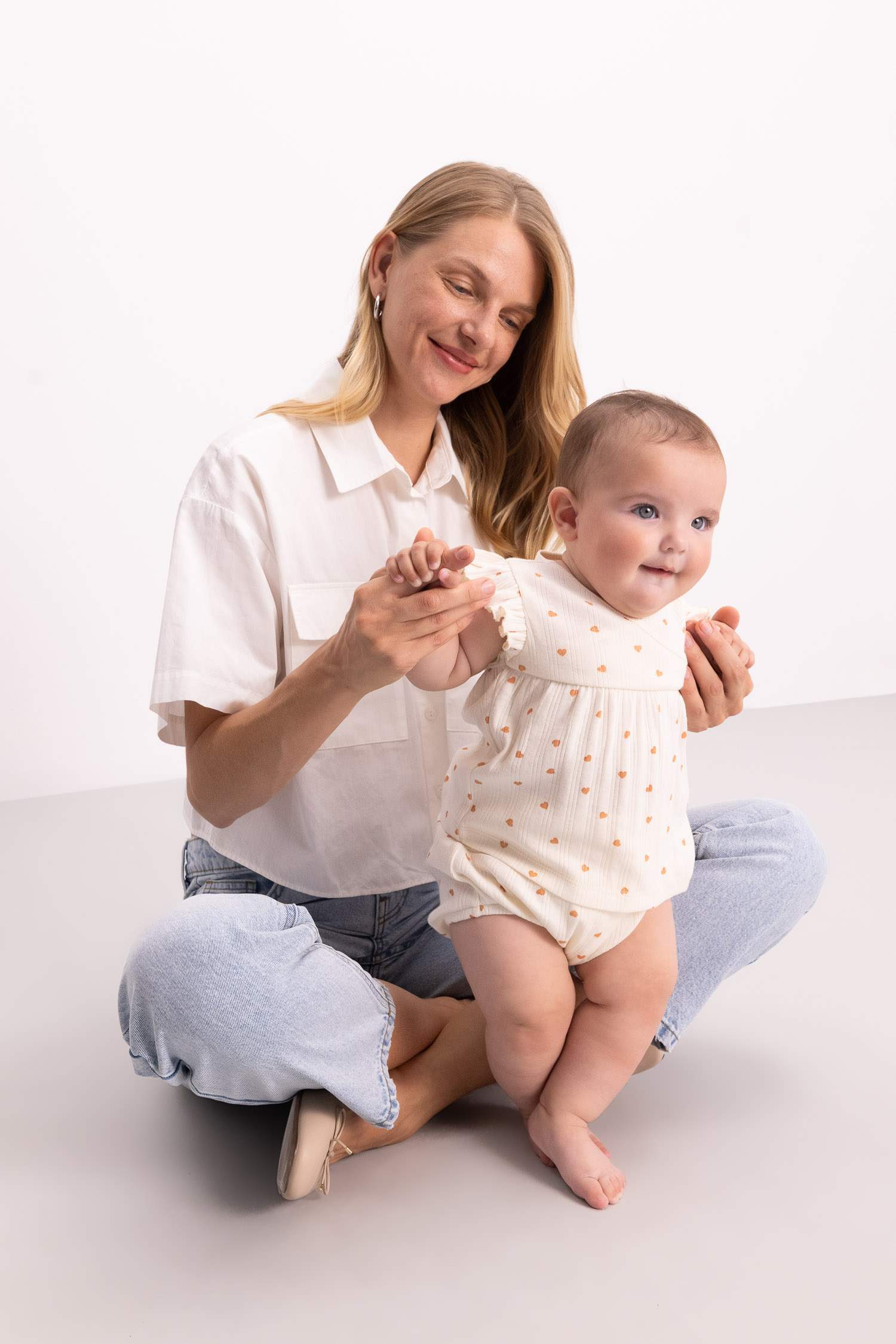 Baby Girl Heart Patterned Short Sleeve T-Shirt Panty 2 Piece Set