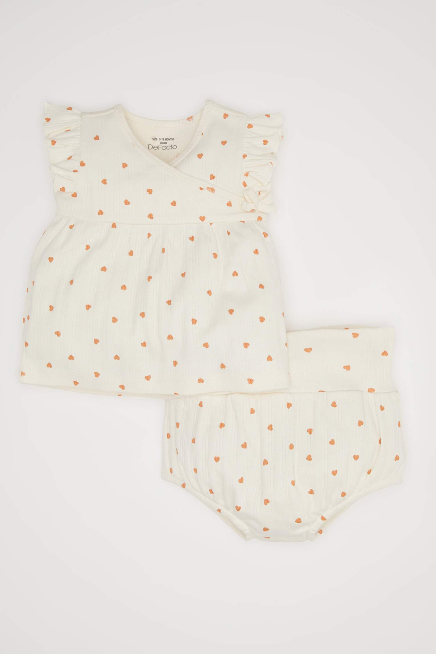 Baby Girl Heart Patterned Short Sleeve T-Shirt Panty 2 Piece Set