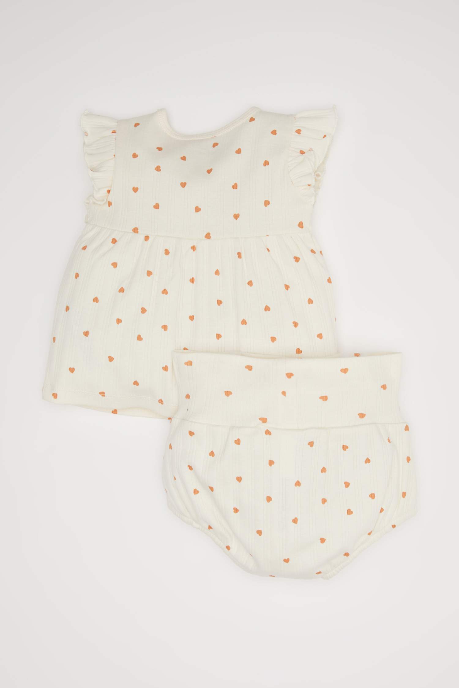 Baby Girl Heart Patterned Short Sleeve T-Shirt Panty 2 Piece Set