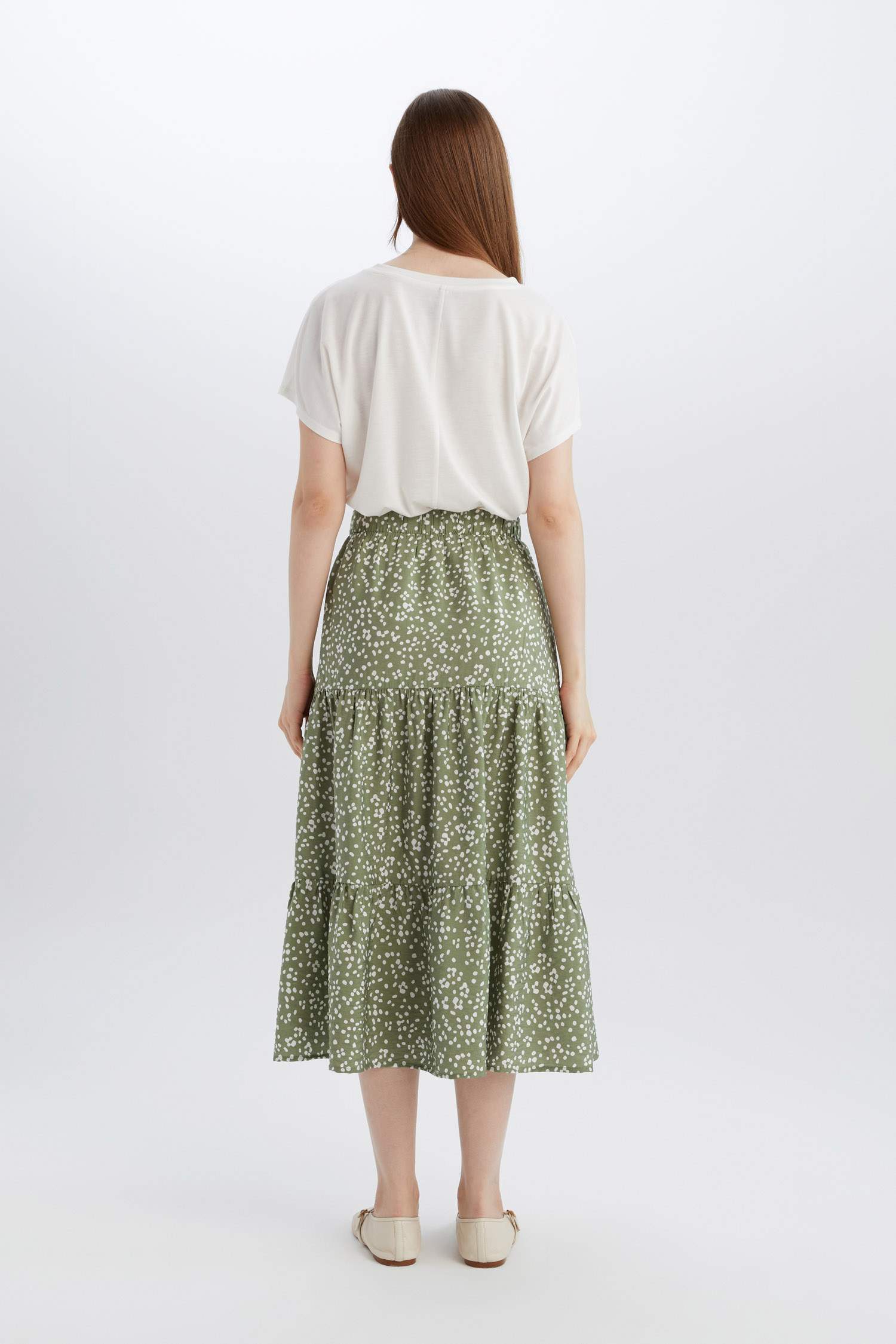 Desenli Aerobin Midi Etek