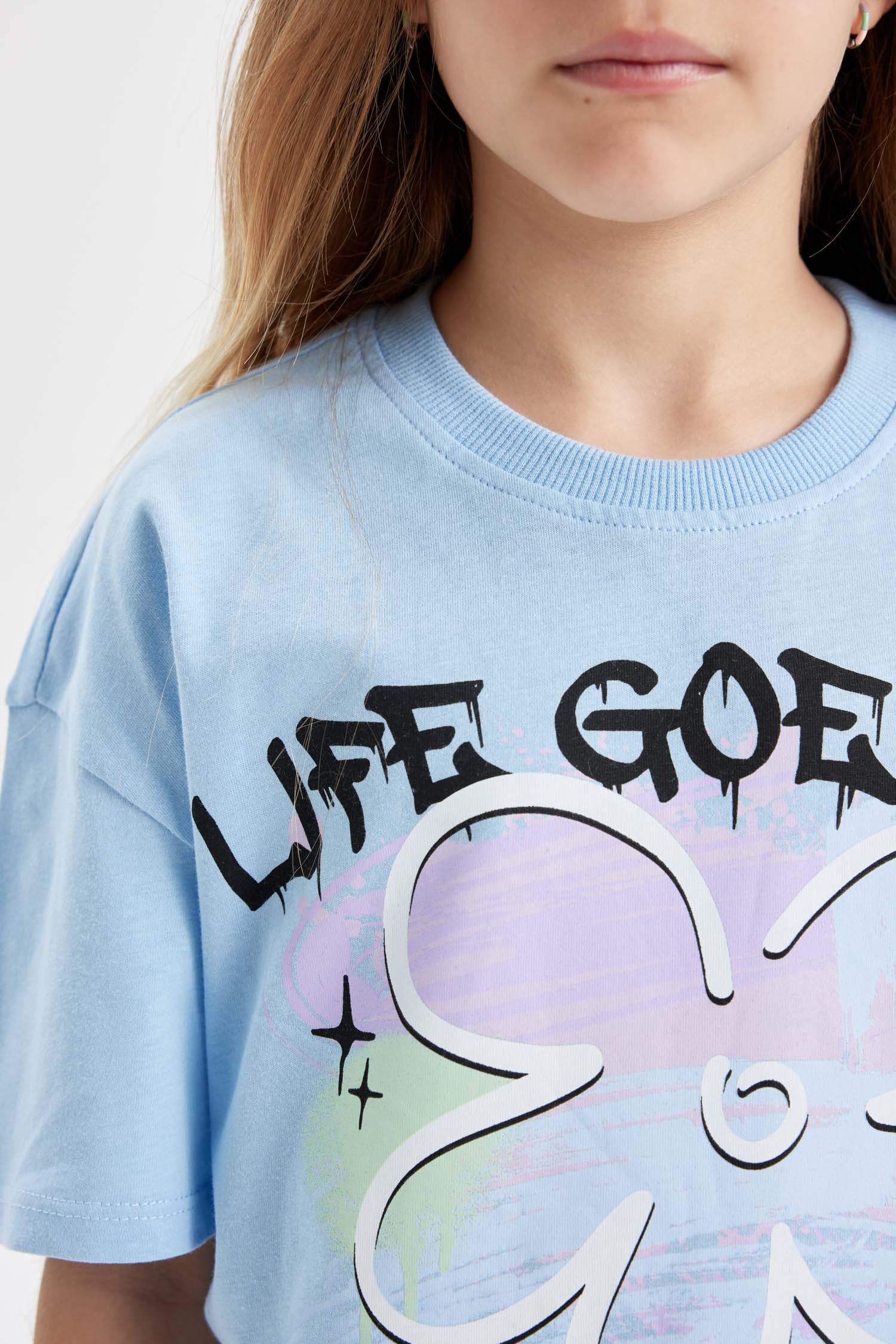 Girl Relax Fit Printed Short Sleeve T-Shirt