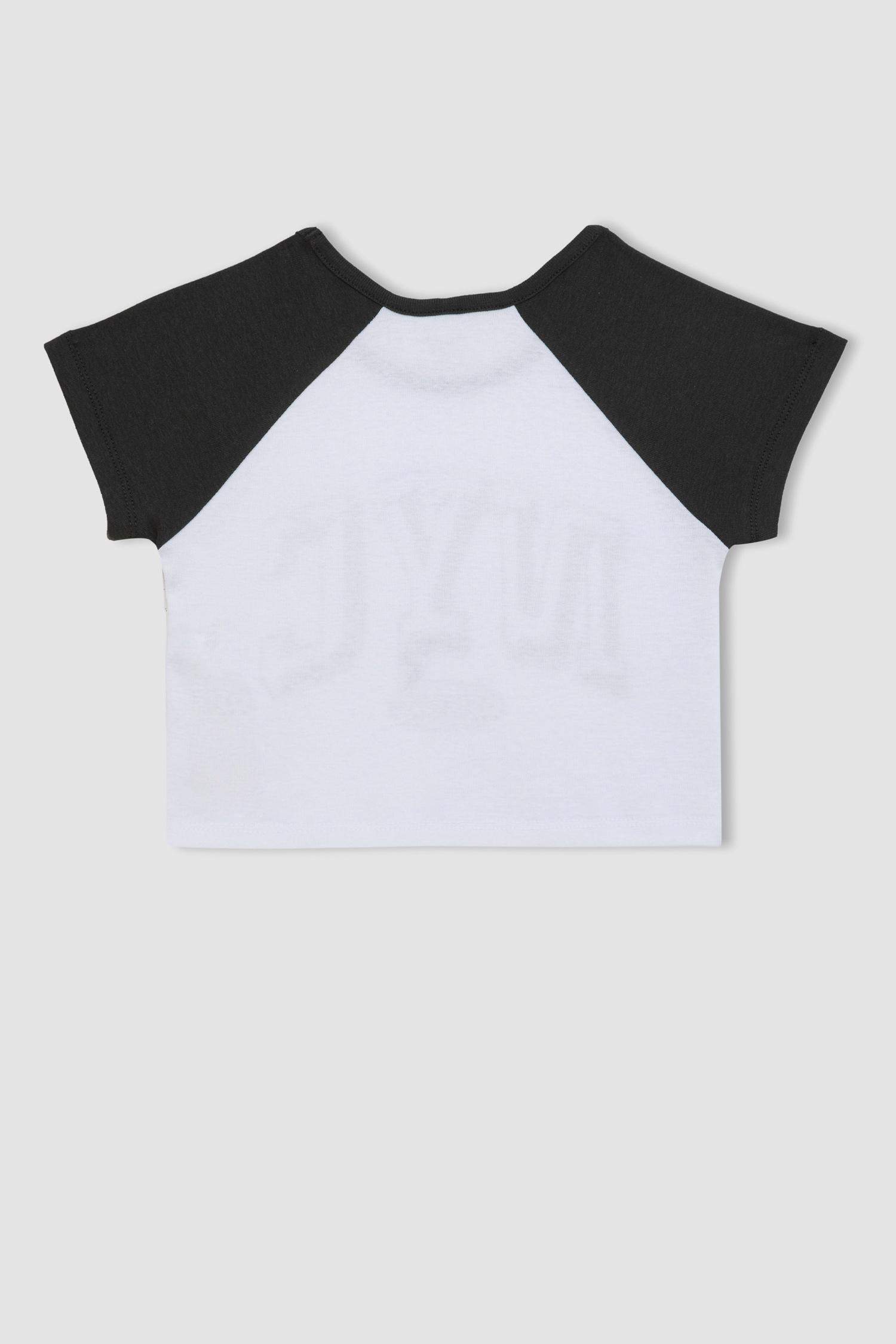 Girl Crew Neck Printed Crop T-Shirt