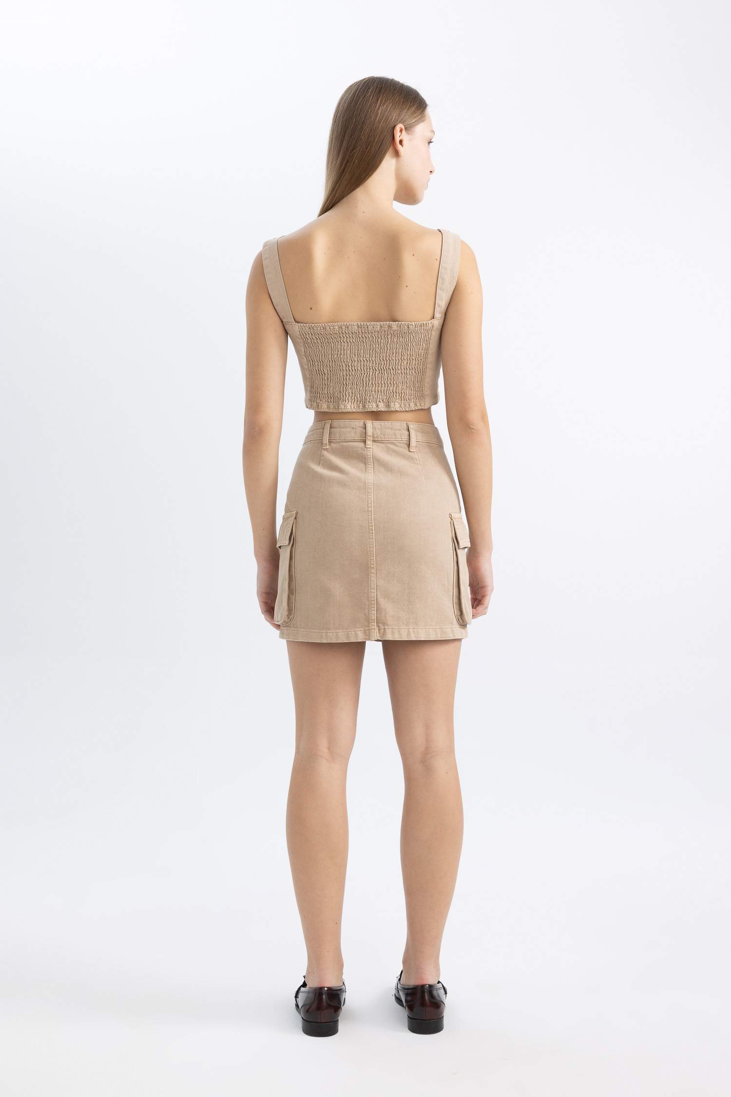 Cargo Fit Gabardine Mini Skirt