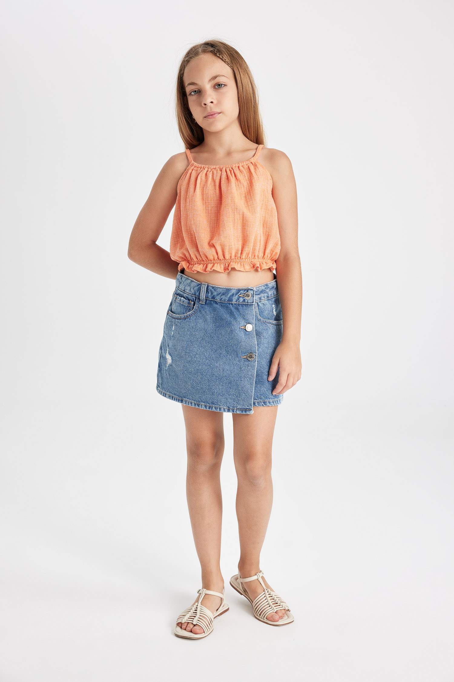 بلوزة بناتي قطن بحمالات