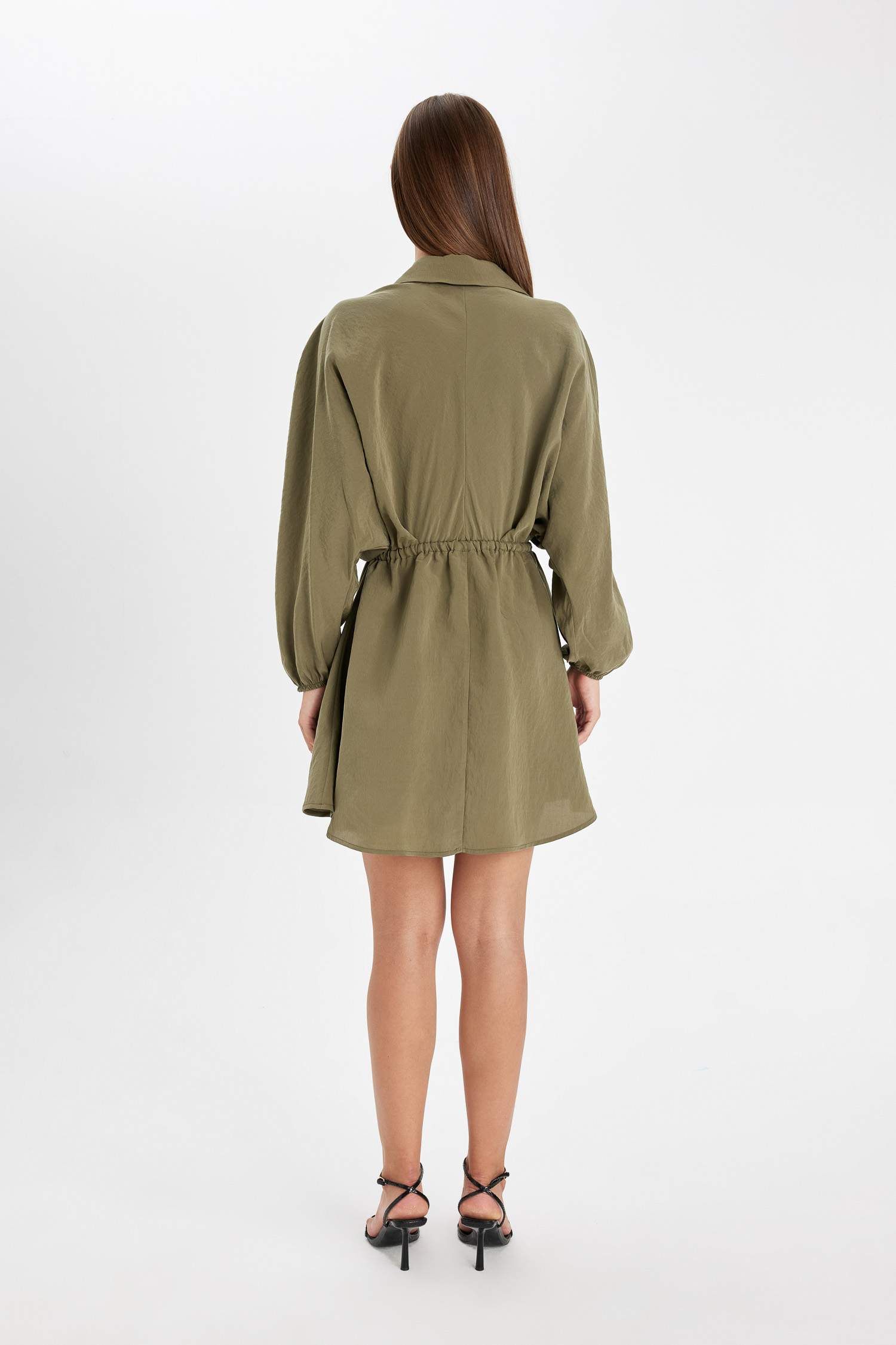 فستان نص ردن طويل بياخة قميص