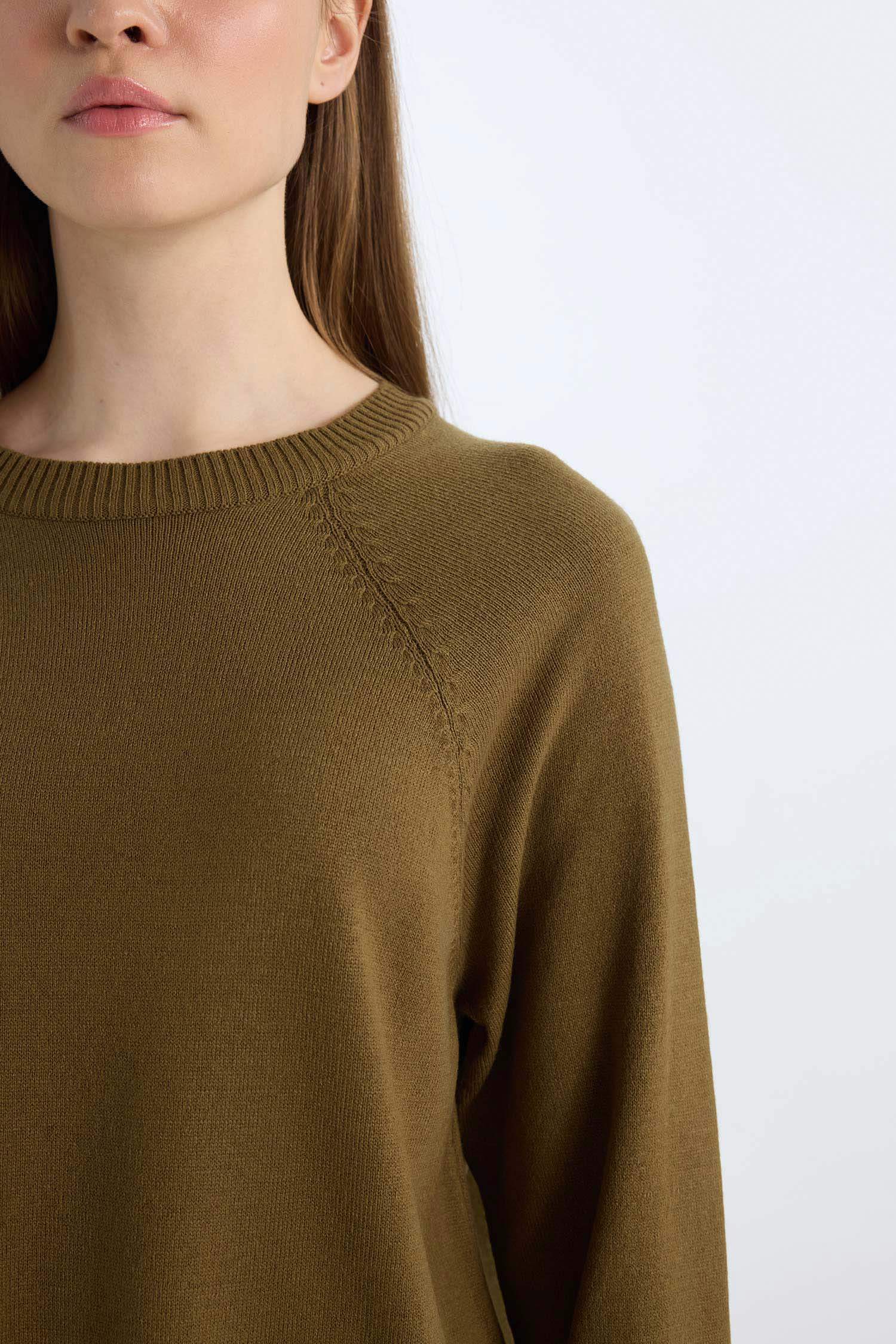 Regular Fit Bisiklet Yaka Basic Düz Triko Kazak Tunik