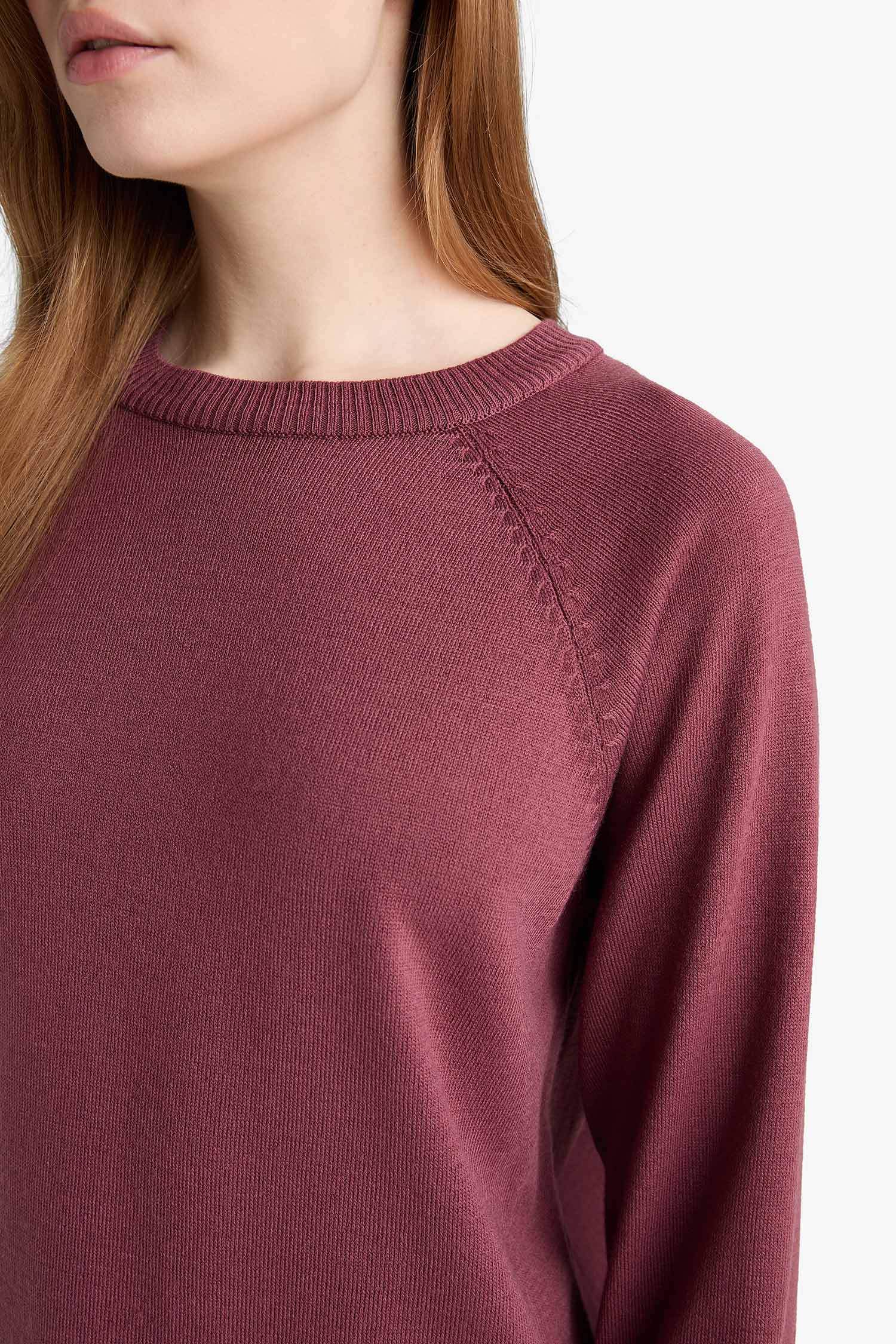 Regular Fit Bisiklet Yaka Basic Düz Triko Kazak Tunik