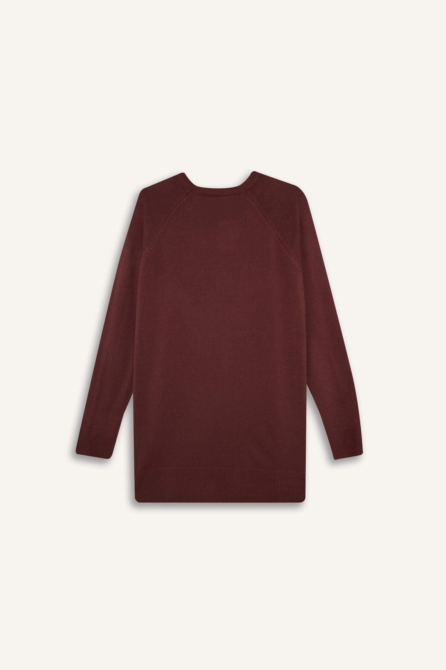 Regular Fit Bisiklet Yaka Basic Düz Triko Kazak Tunik