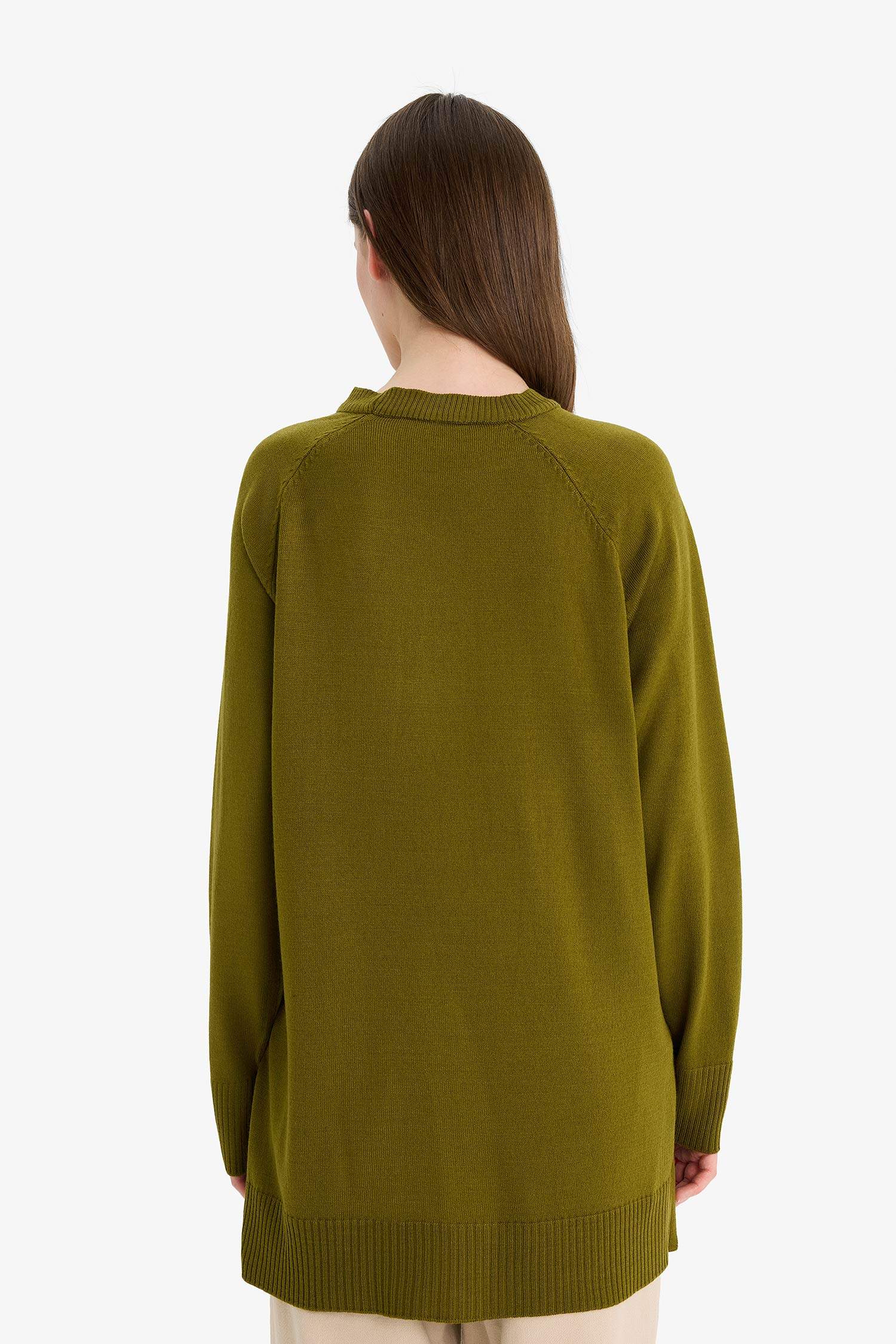 Tunique pull en maille basique à col rond Coupe régulière