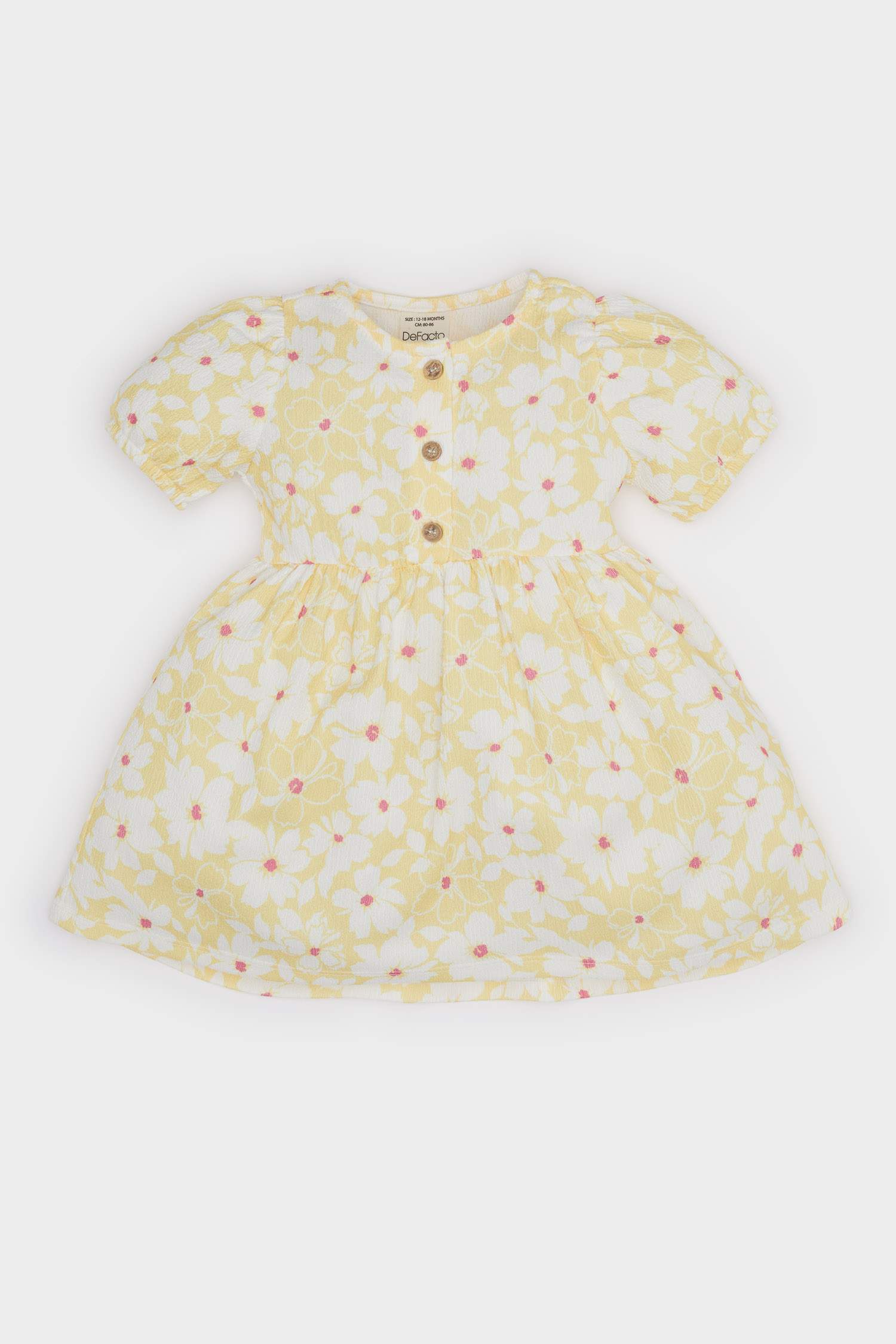 Regular Fit Flower Short Sleeve Knitted Dress