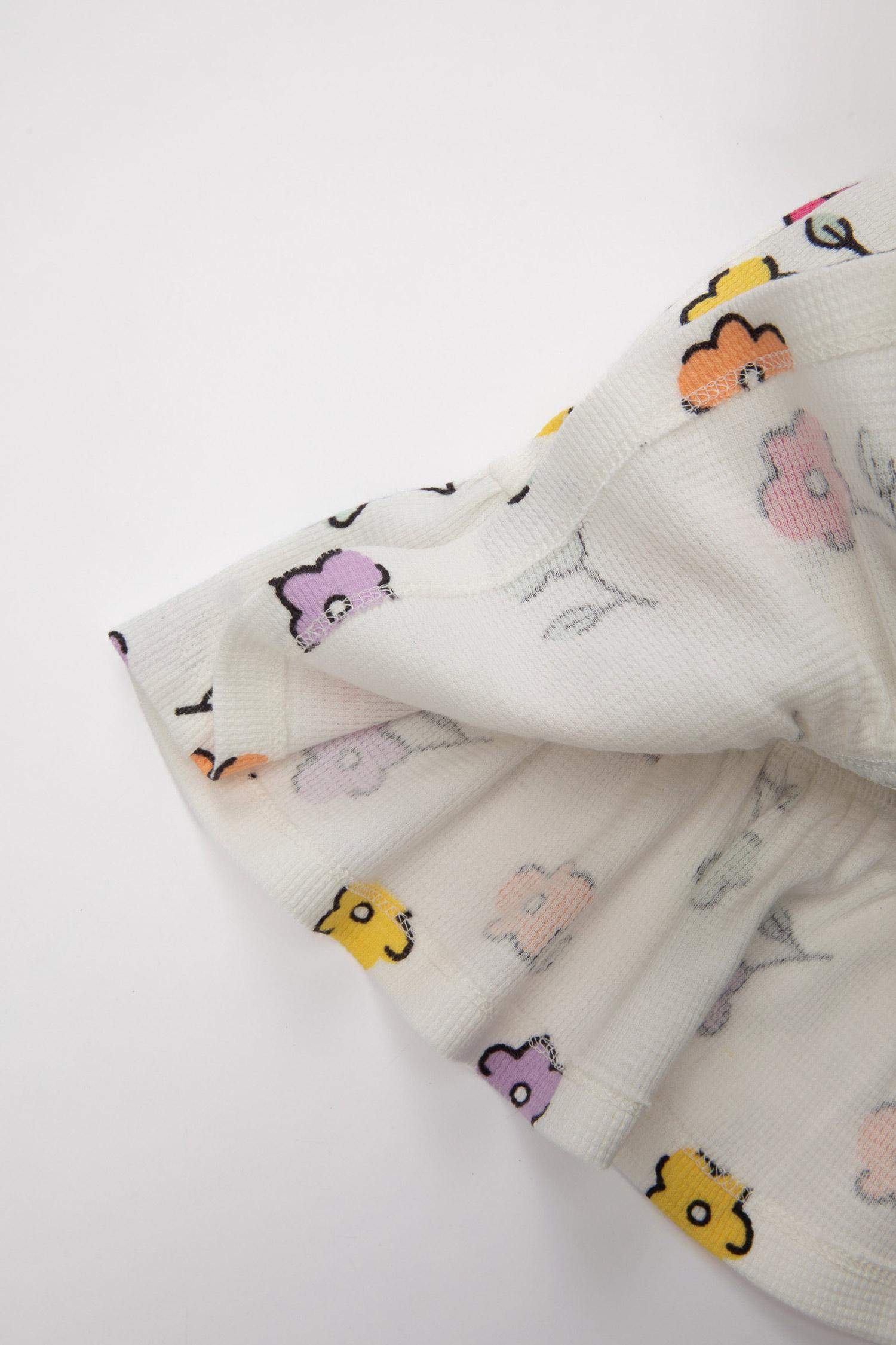 Baby Girl Floral Short Sleeve Waffle Dress