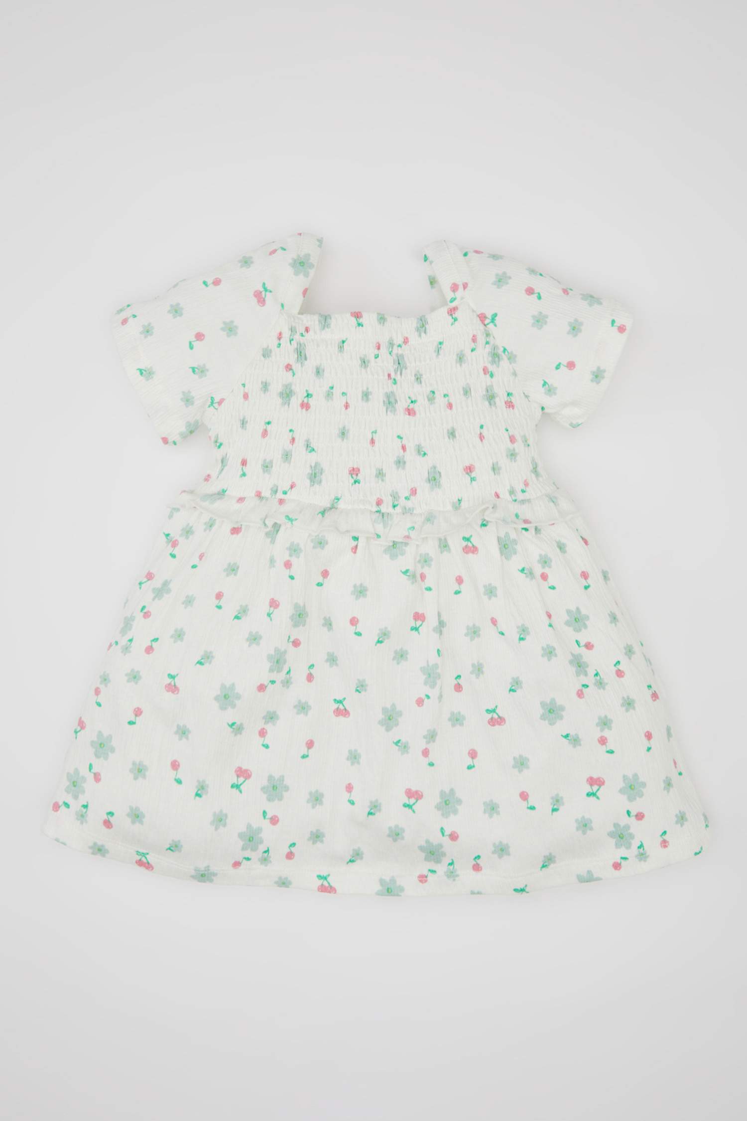 Kız Bebek Çiçekli Kısa Kollu Elbise