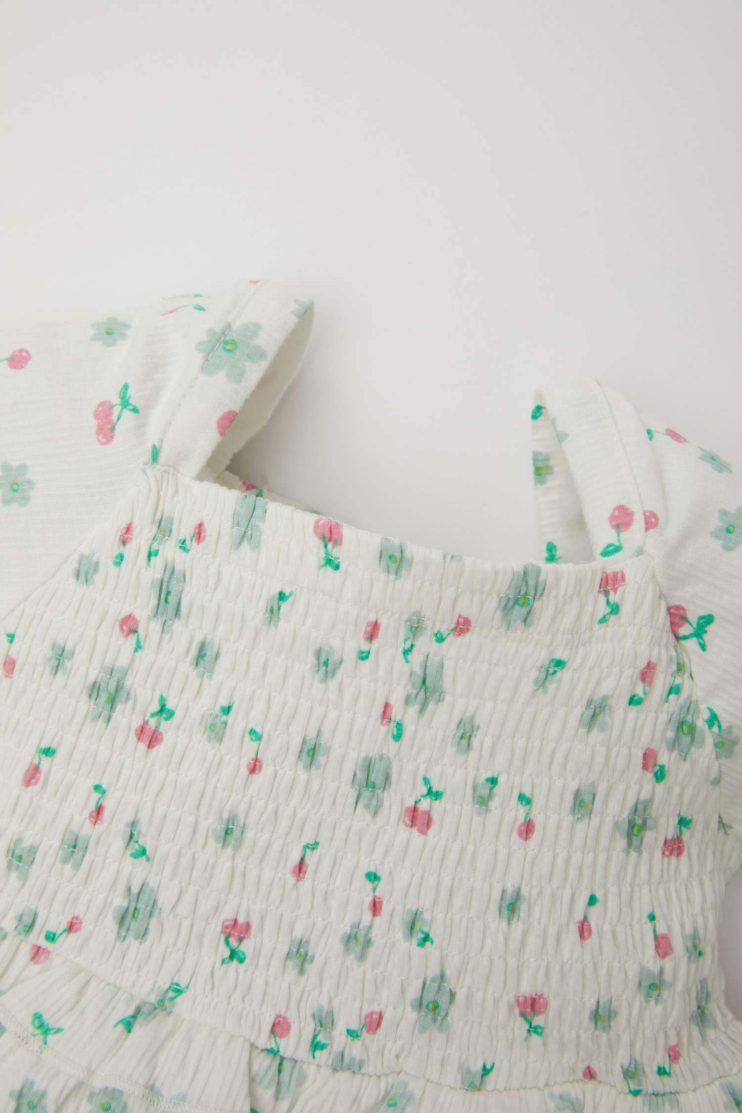 Kız Bebek Çiçekli Kısa Kollu Elbise