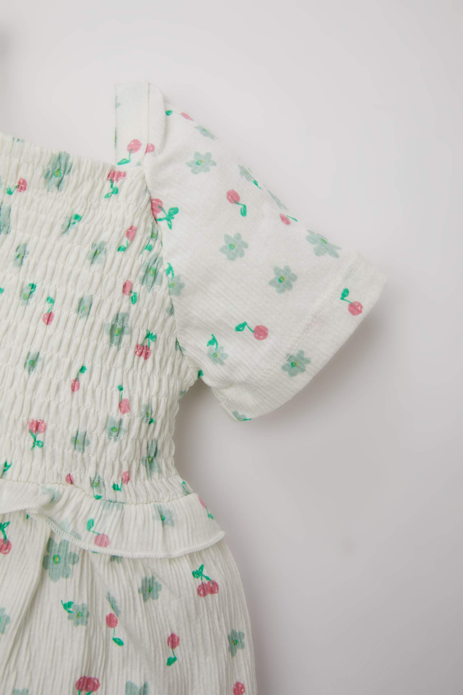 Kız Bebek Çiçekli Kısa Kollu Elbise