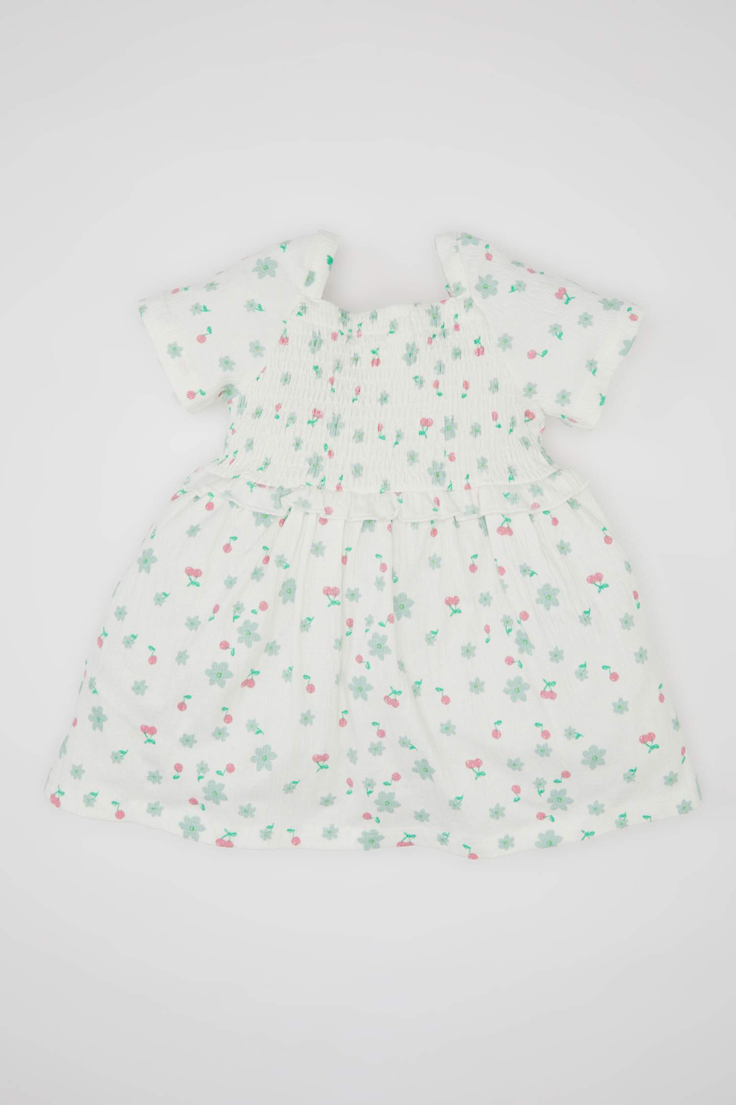 Kız Bebek Çiçekli Kısa Kollu Elbise