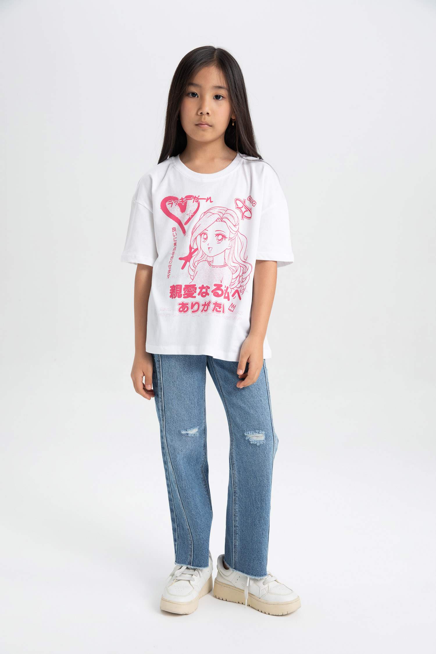 تيشيرت بناتي نص ردن قصة مريحة