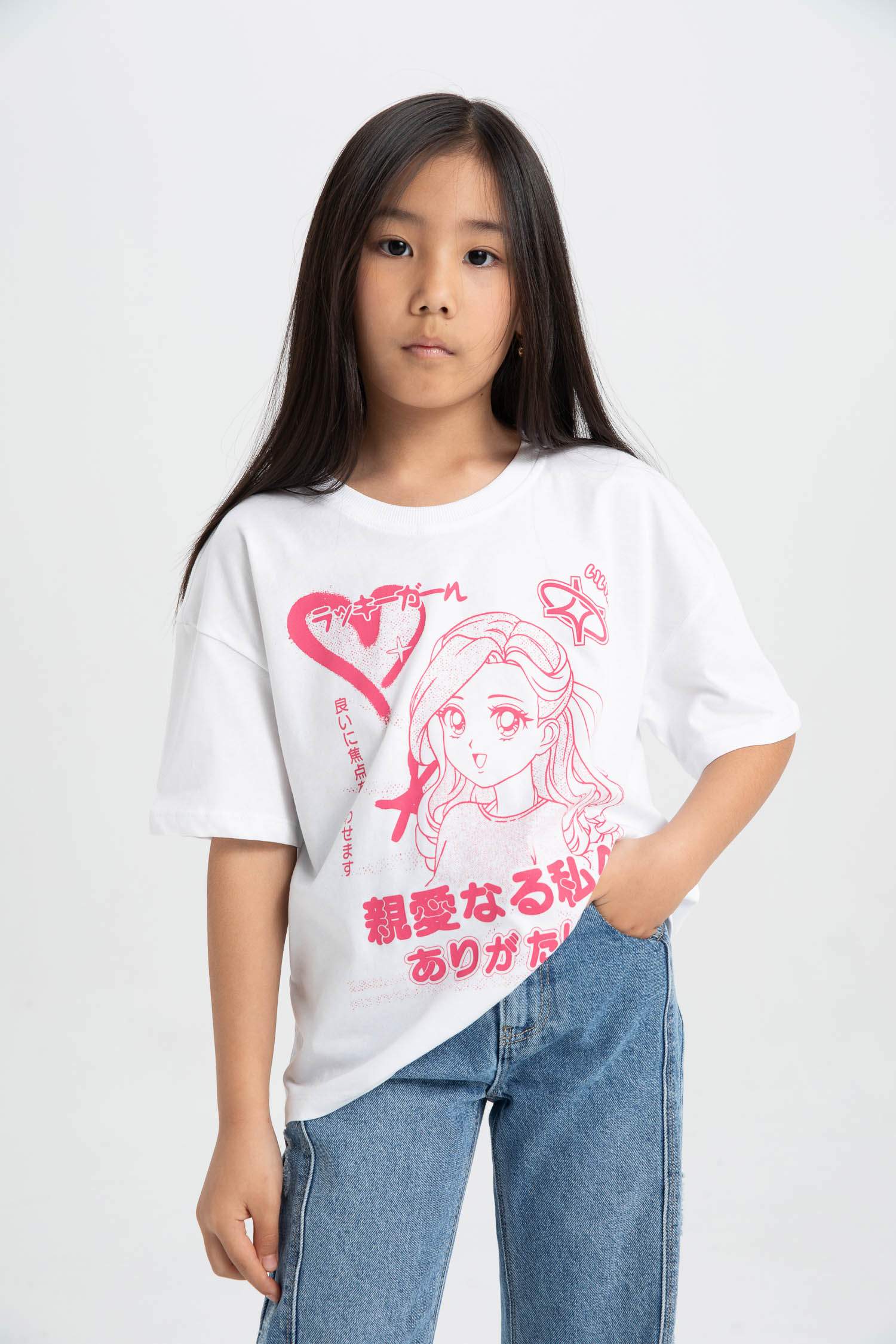 تيشيرت بناتي نص ردن قصة مريحة