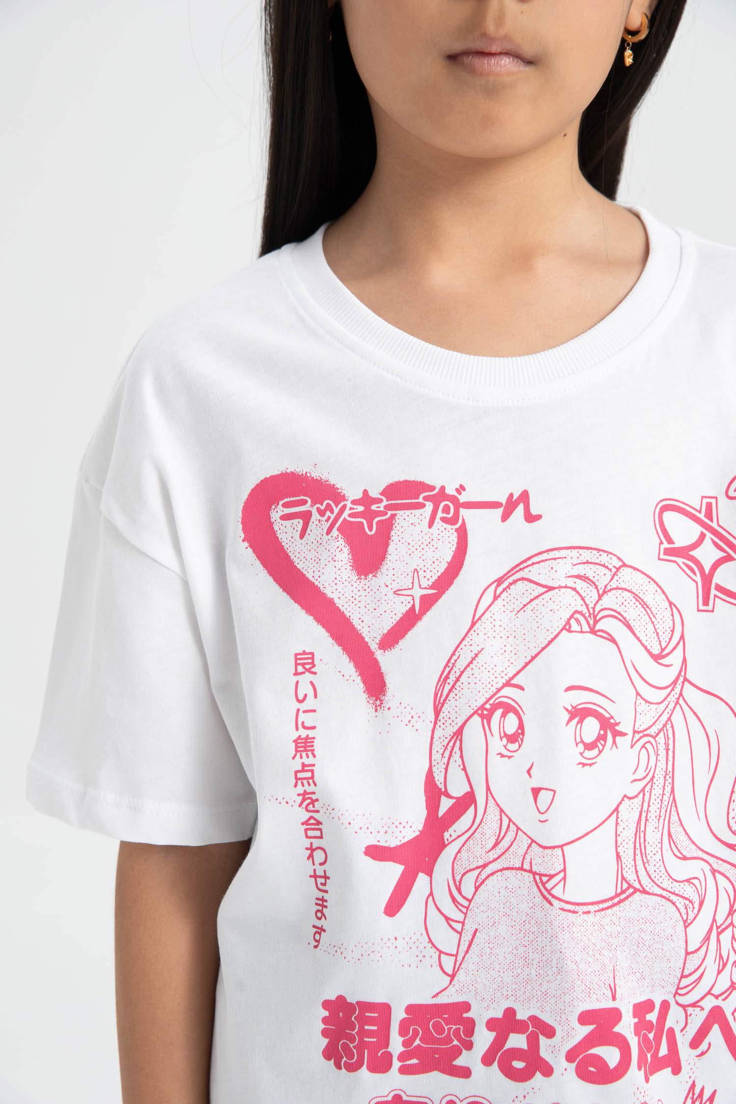 تيشيرت بناتي نص ردن قصة مريحة