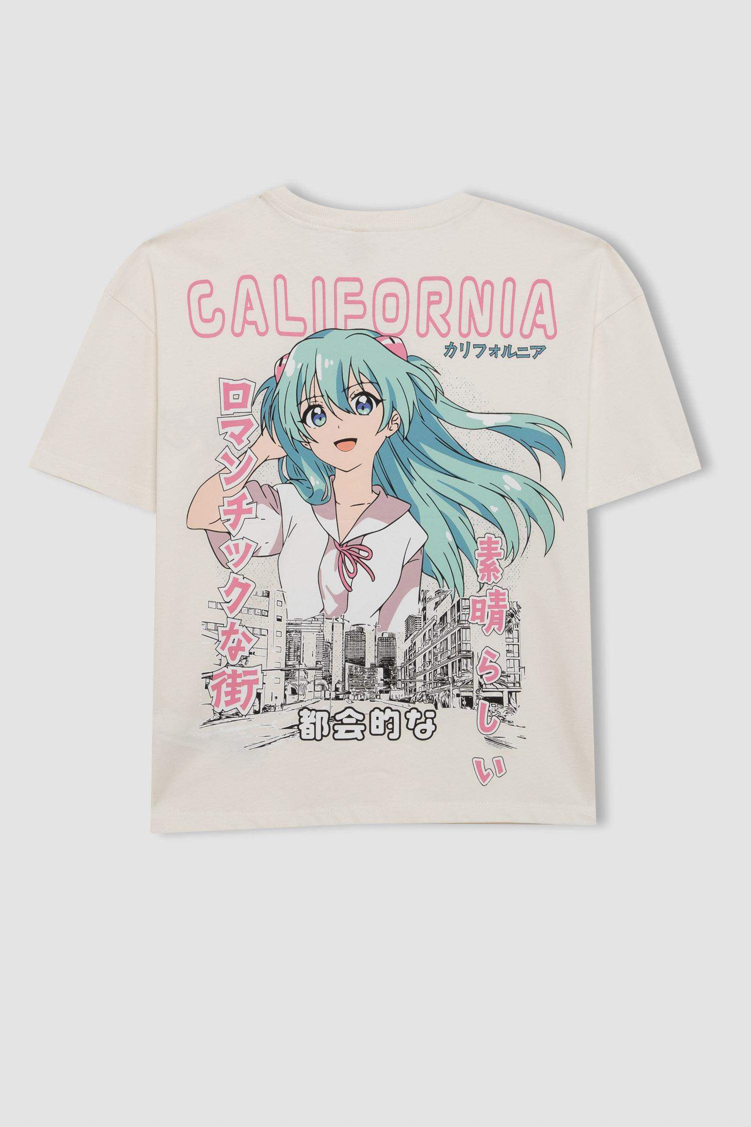 Girl's Oversize Fit Back Printed Short Sleeve T-Shirt