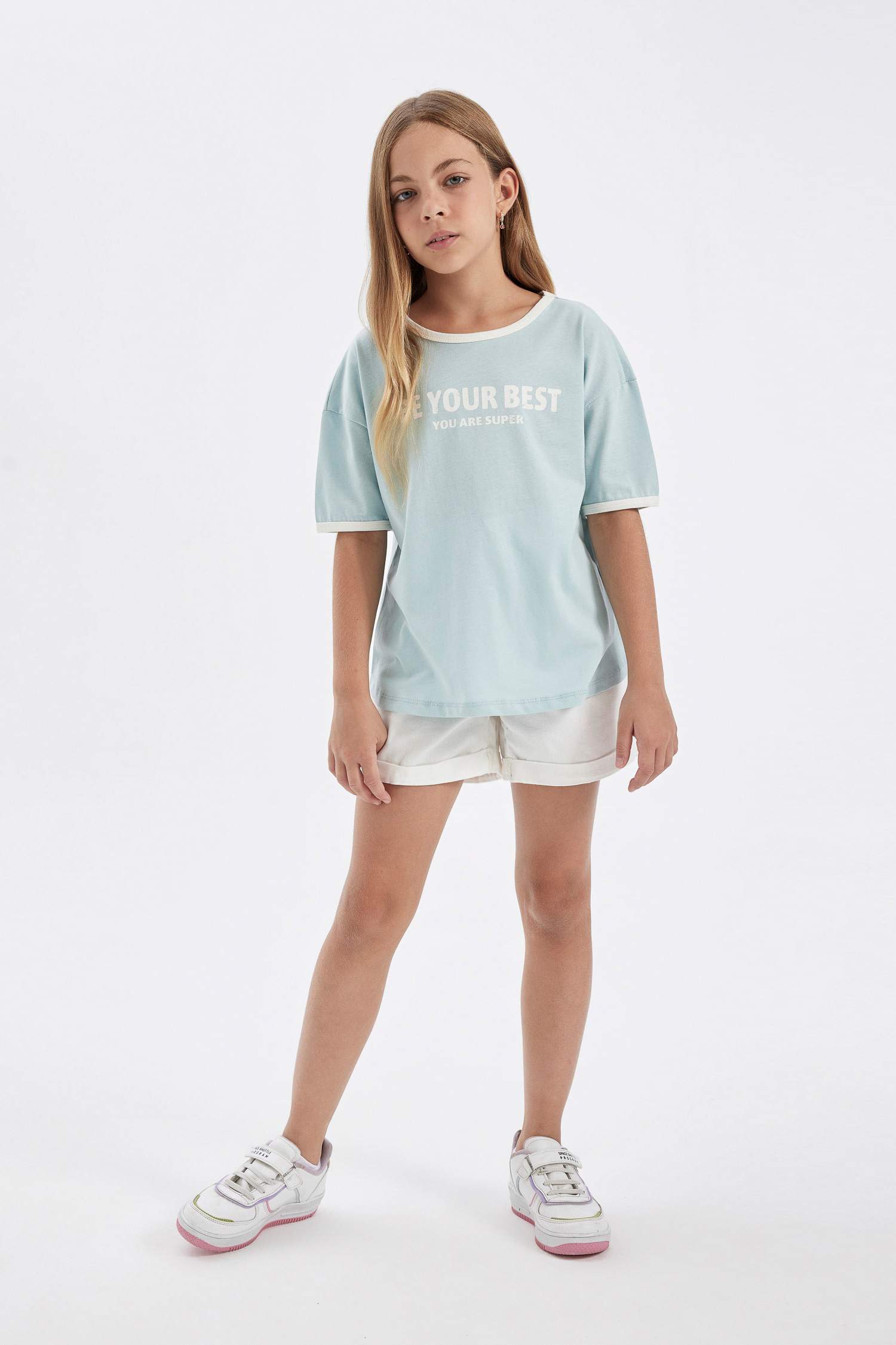 Girl Oversize Fit Crew Neck Printed T-Shirt