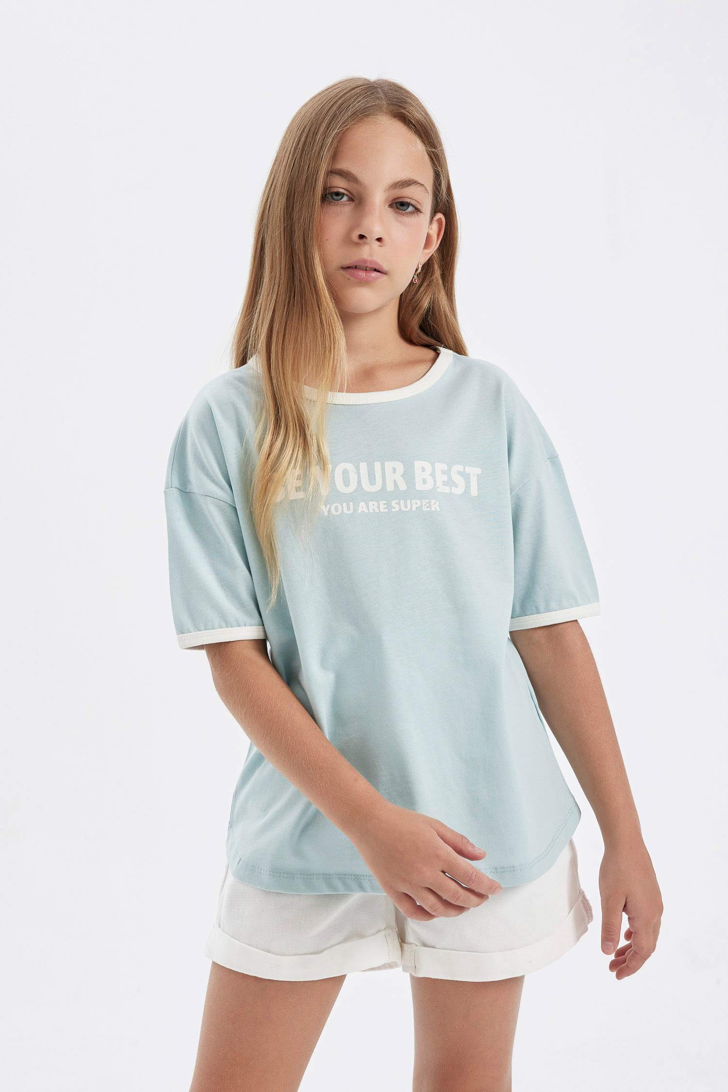 Girl Oversize Fit Crew Neck Printed T-Shirt