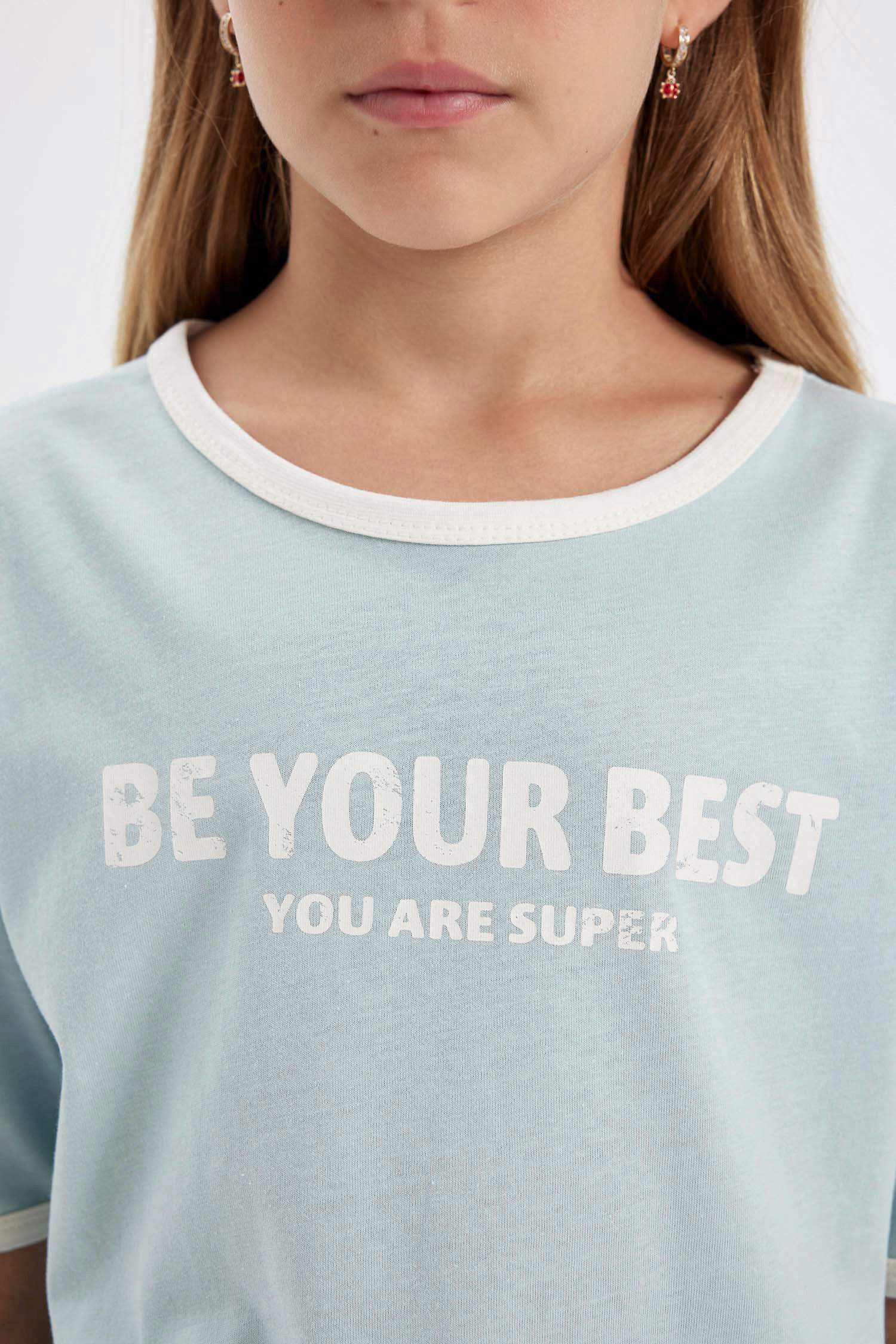 Girl Oversize Fit Crew Neck Printed T-Shirt