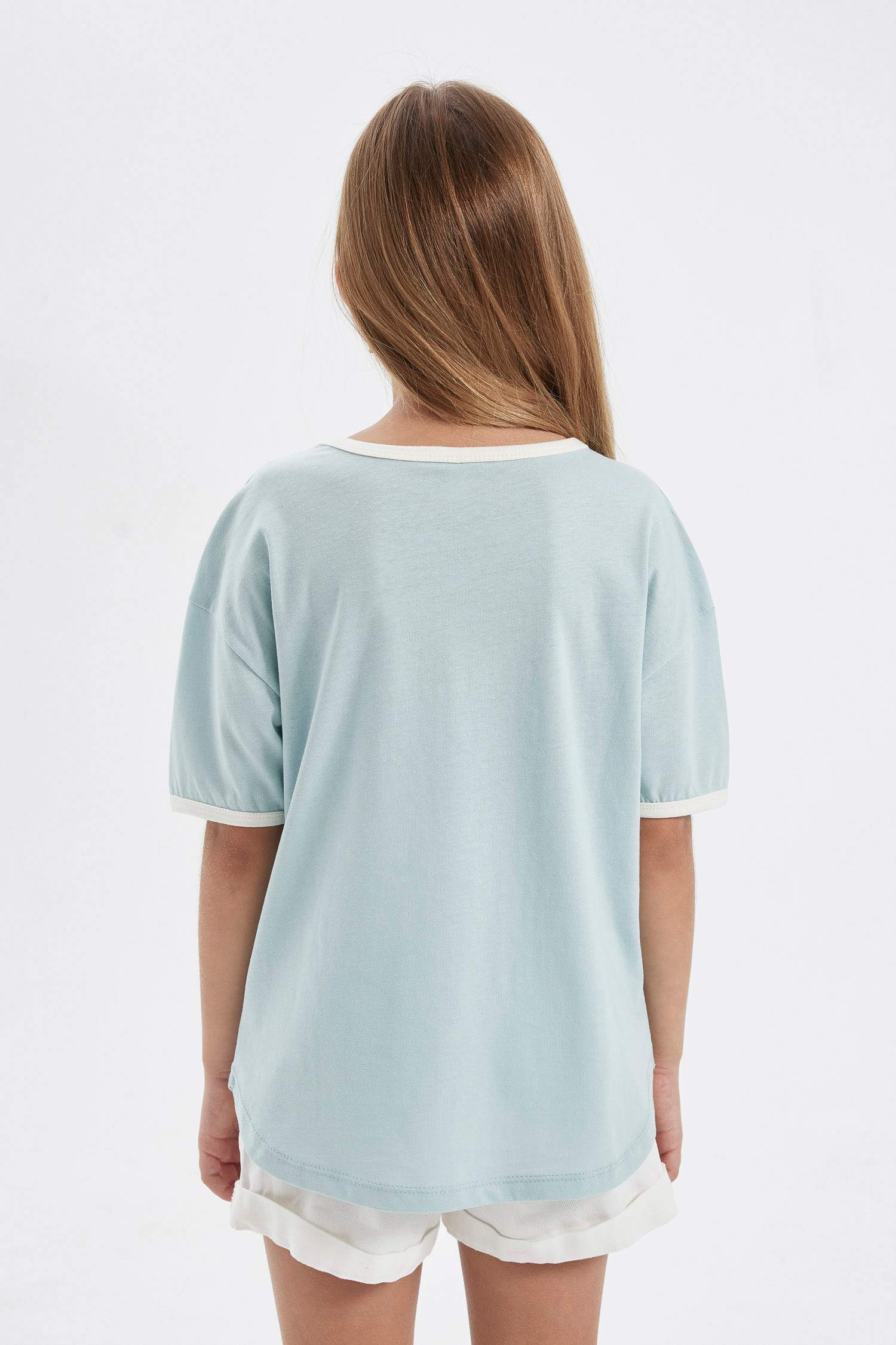 Girl Oversize Fit Crew Neck Printed T-Shirt