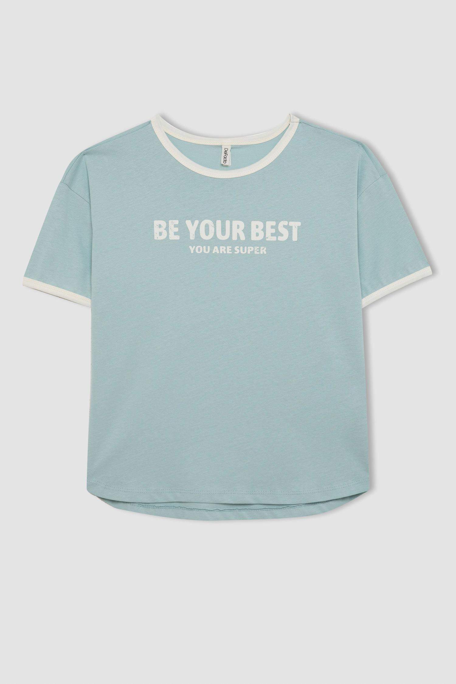 Girl Oversize Fit Crew Neck Printed T-Shirt