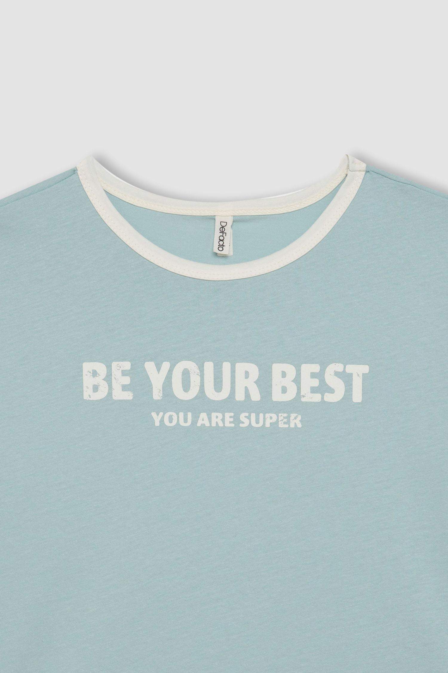 Girl Oversize Fit Crew Neck Printed T-Shirt