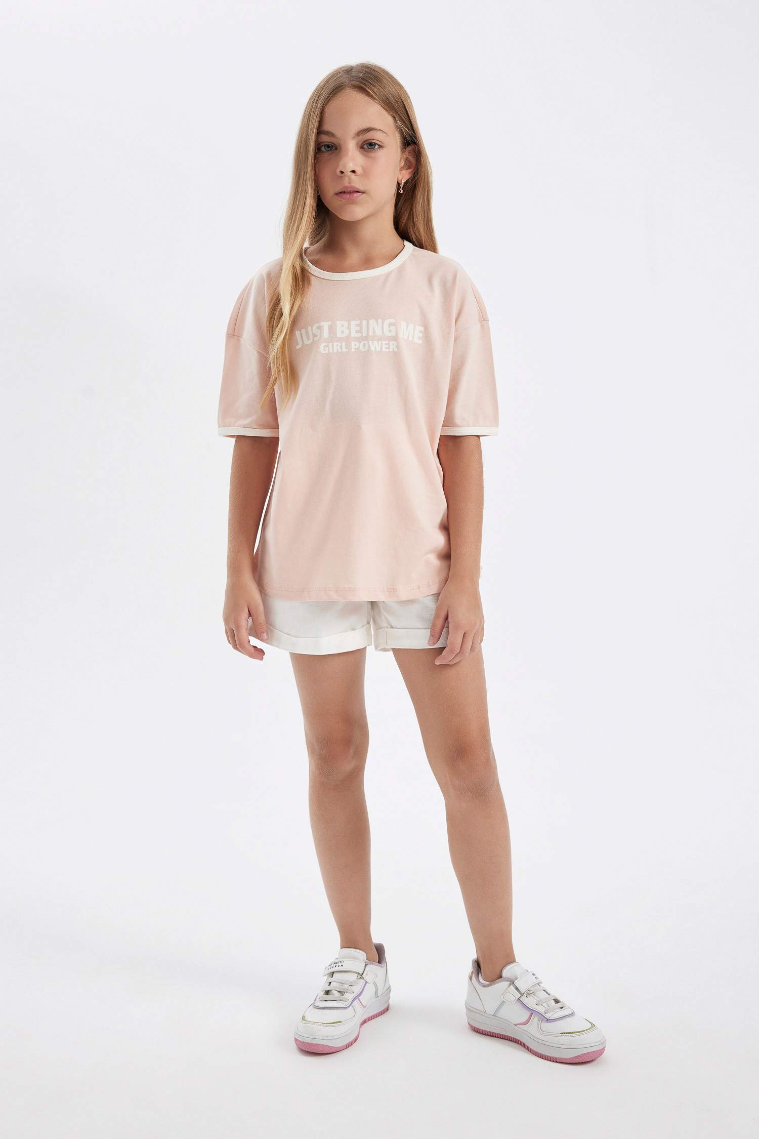 Girl Oversize Fit Crew Neck Printed T-Shirt