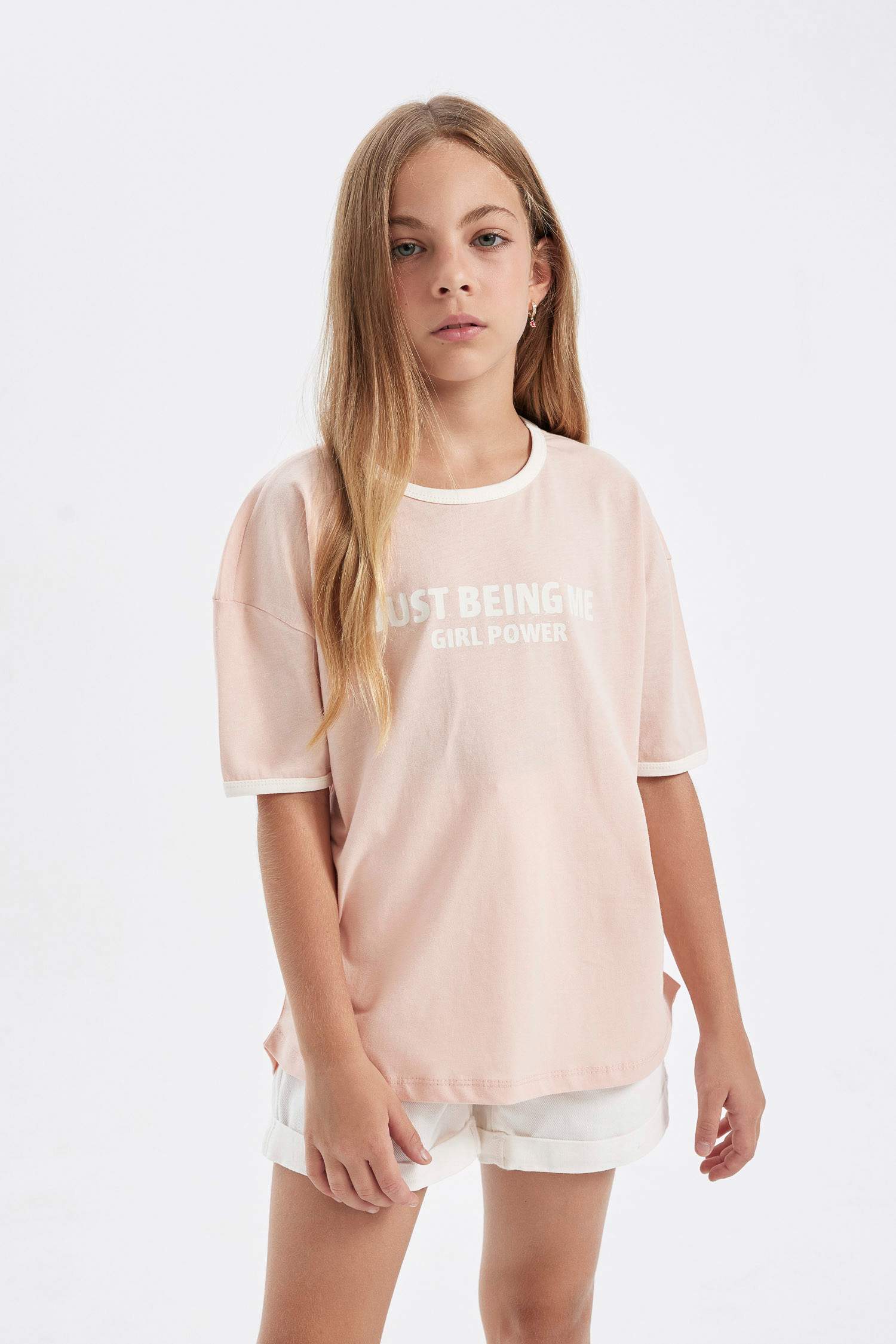 Girl Oversize Fit Crew Neck Printed T-Shirt