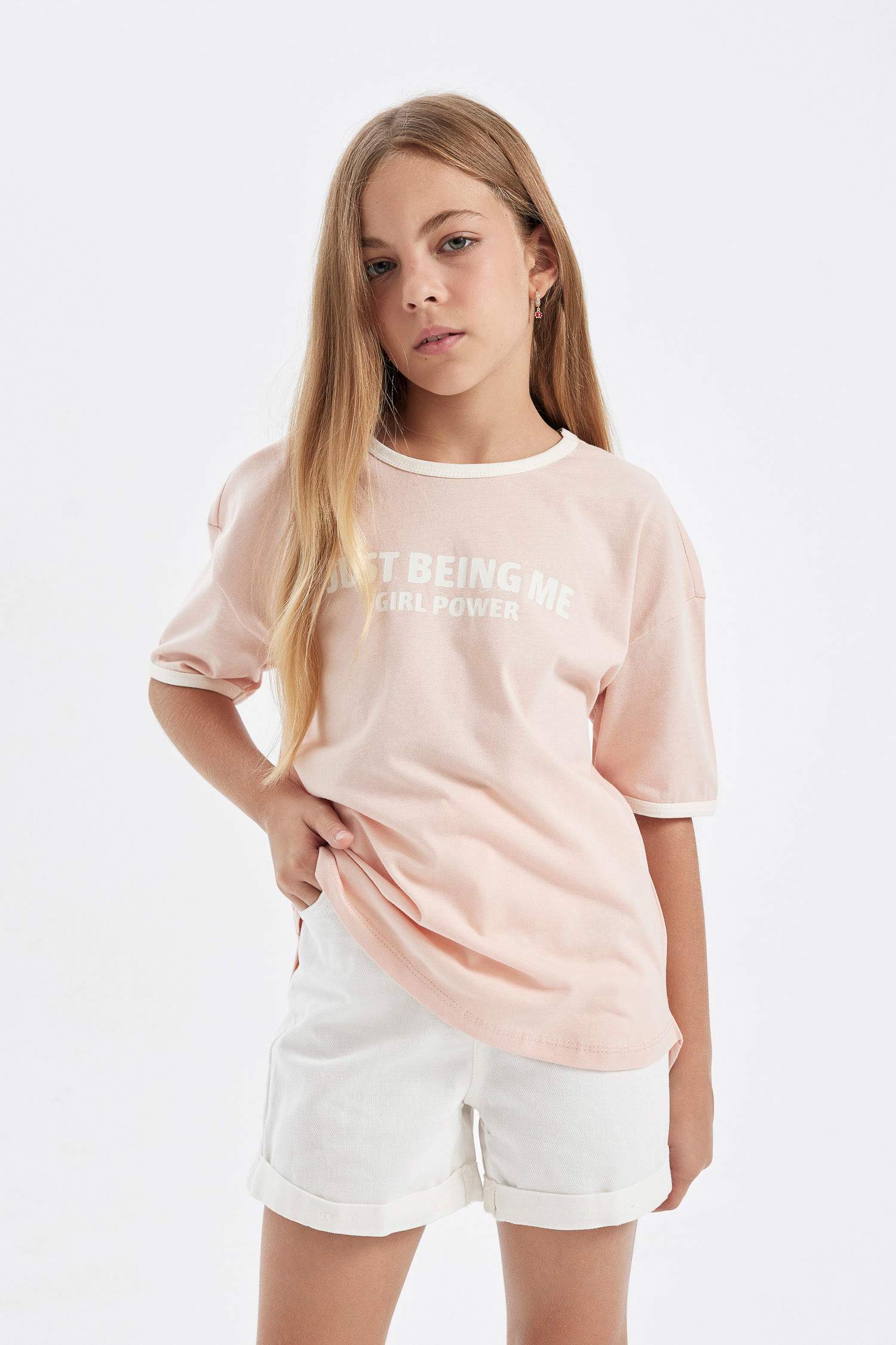 Girl Oversize Fit Crew Neck Printed T-Shirt