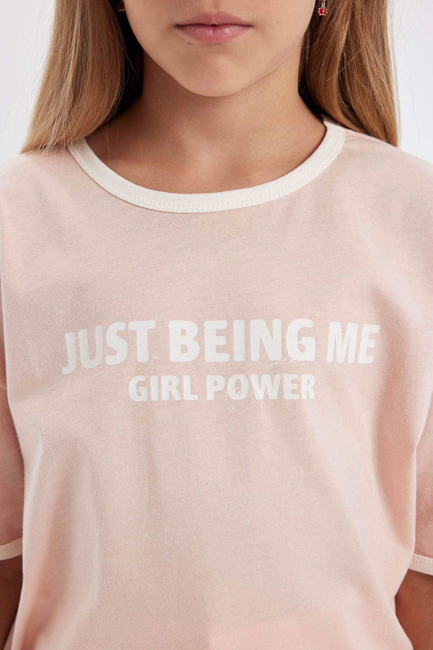 Girl Oversize Fit Crew Neck Printed T-Shirt