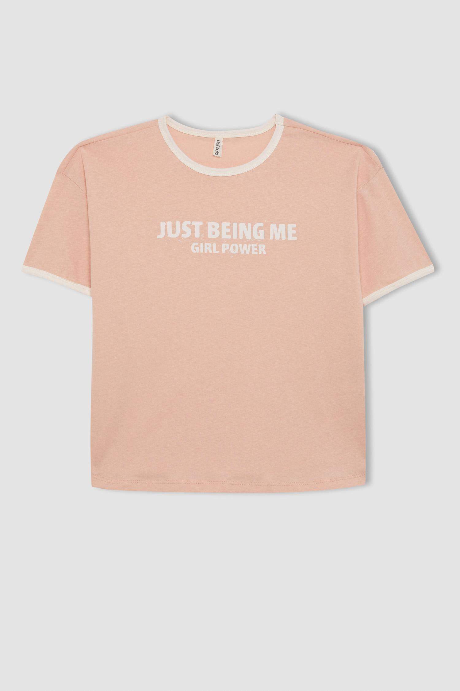 Girl Oversize Fit Crew Neck Printed T-Shirt