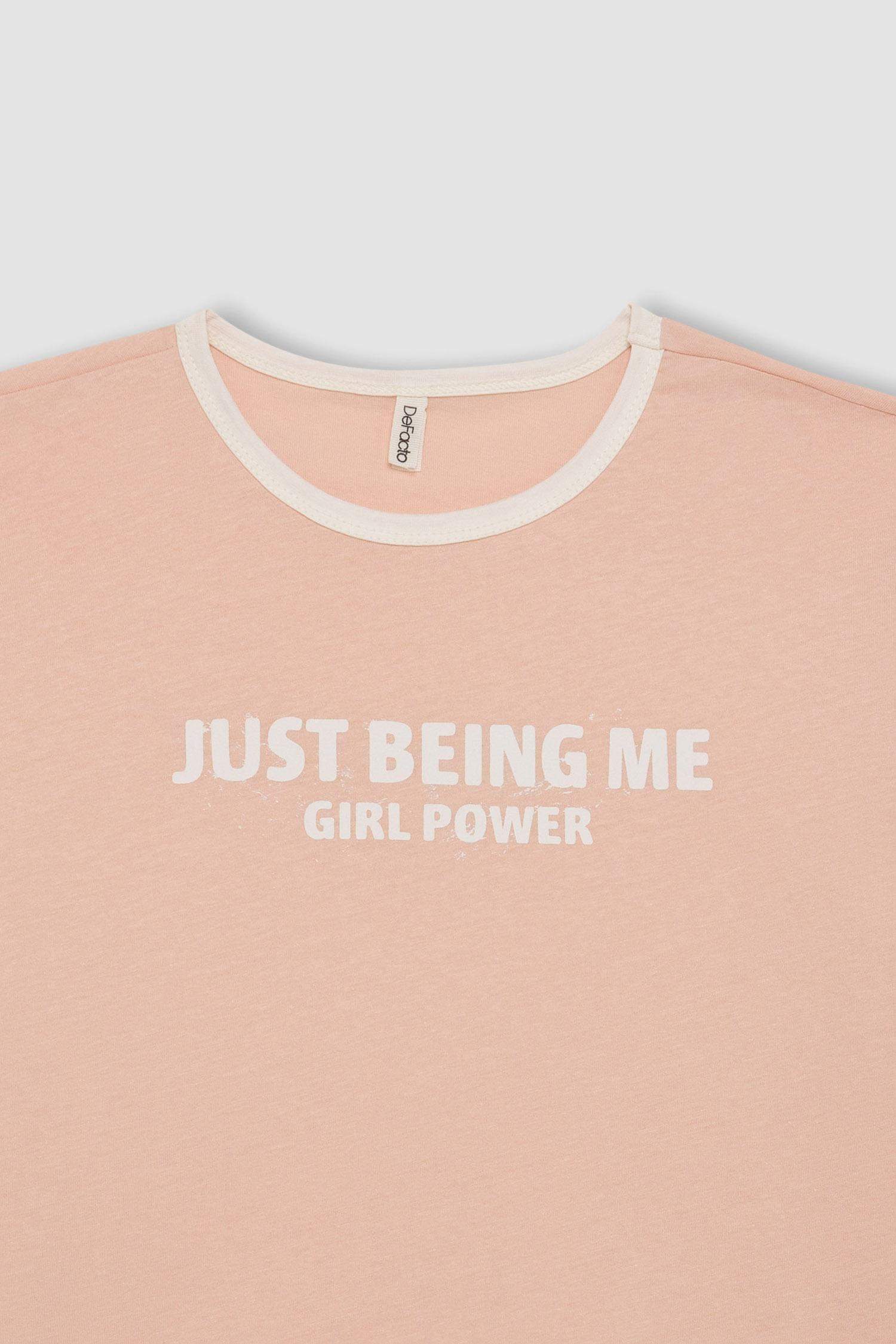 Girl Oversize Fit Crew Neck Printed T-Shirt