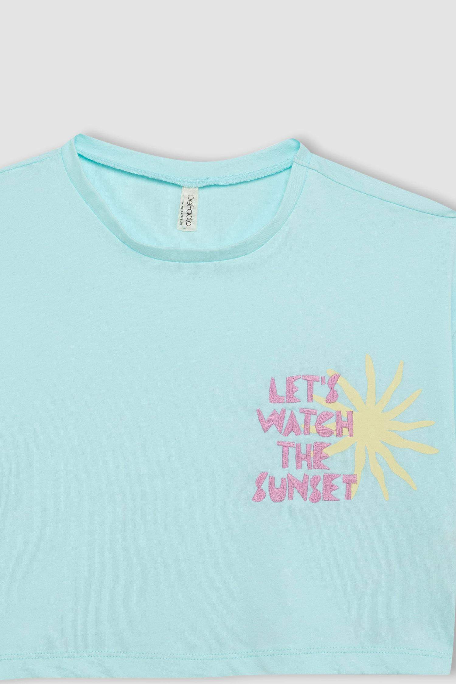 Girl Crew Neck Printed Crop T-Shirt