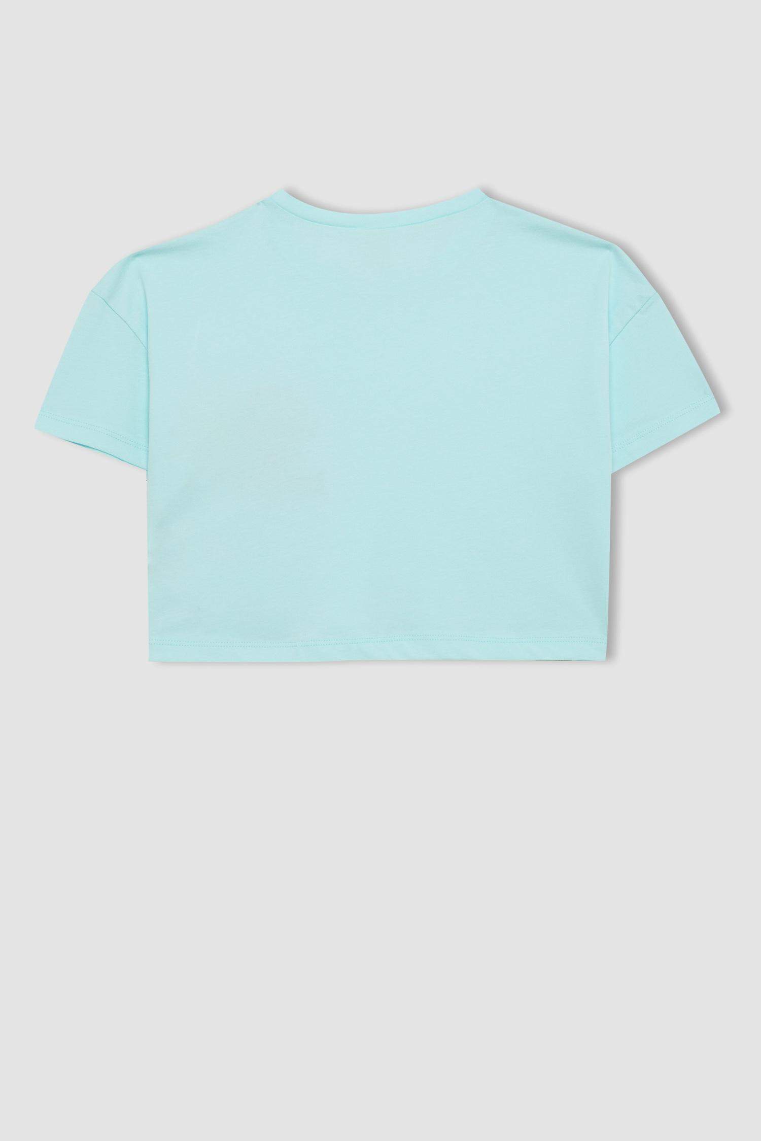 Girl Crew Neck Printed Crop T-Shirt