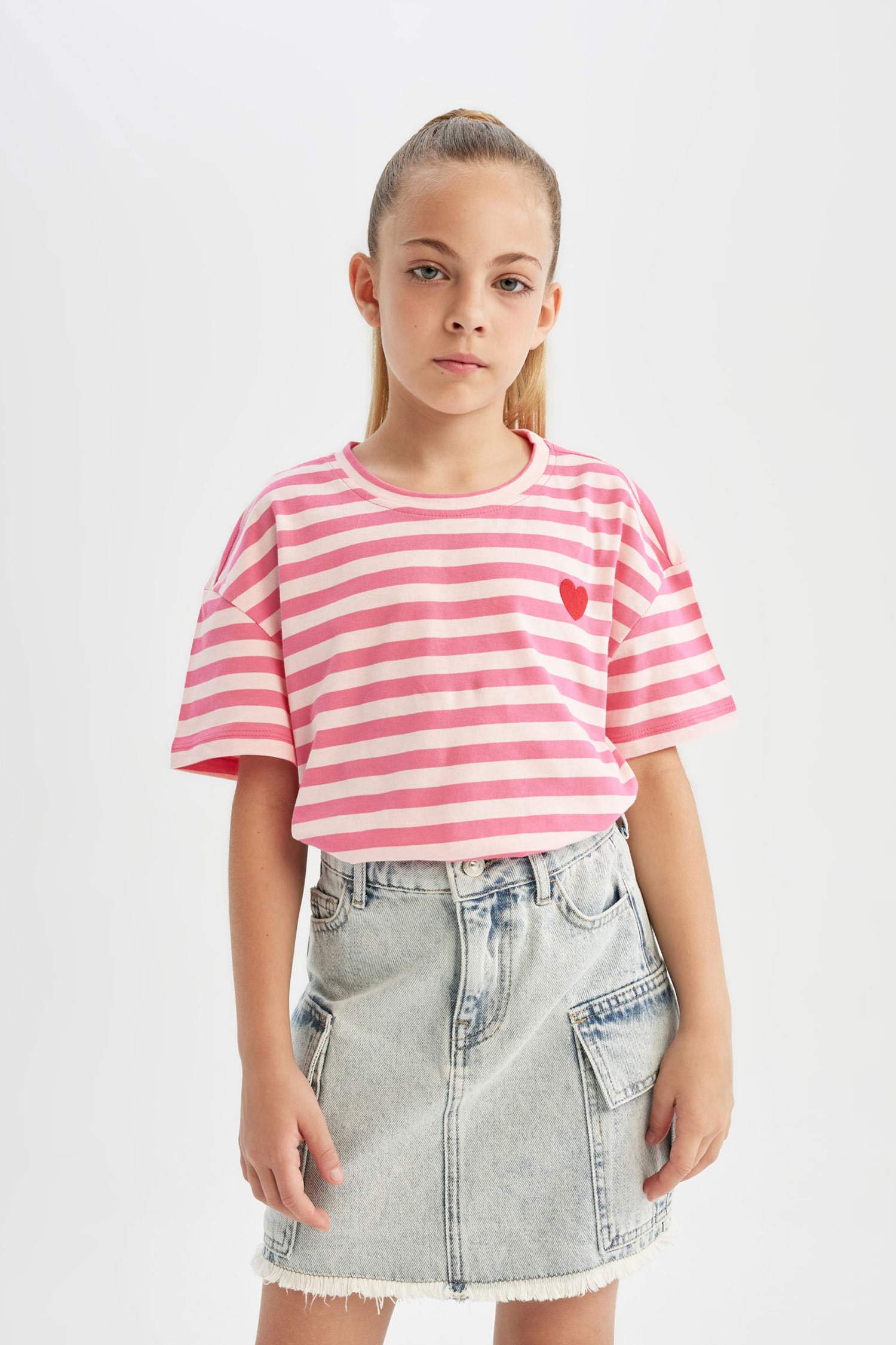 Girl Oversize Fit Crew Neck Printed T-Shirt