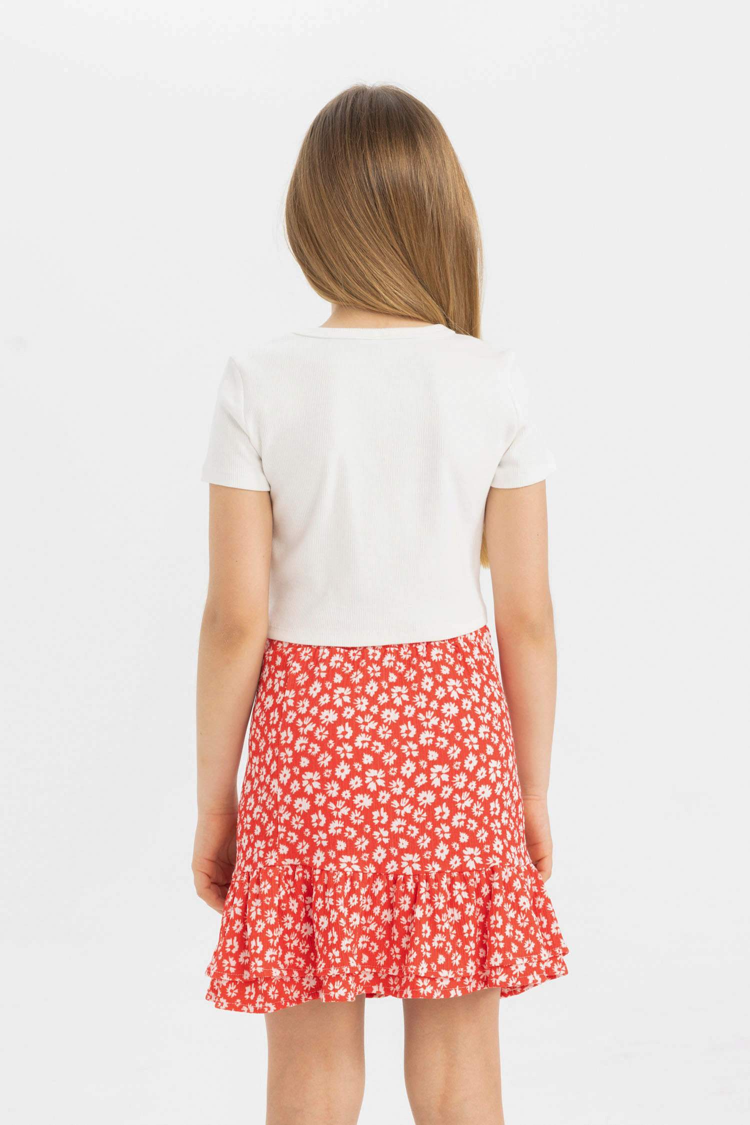 Girl Slim Fit Crew Neck Basic Ribbed T-Shirt