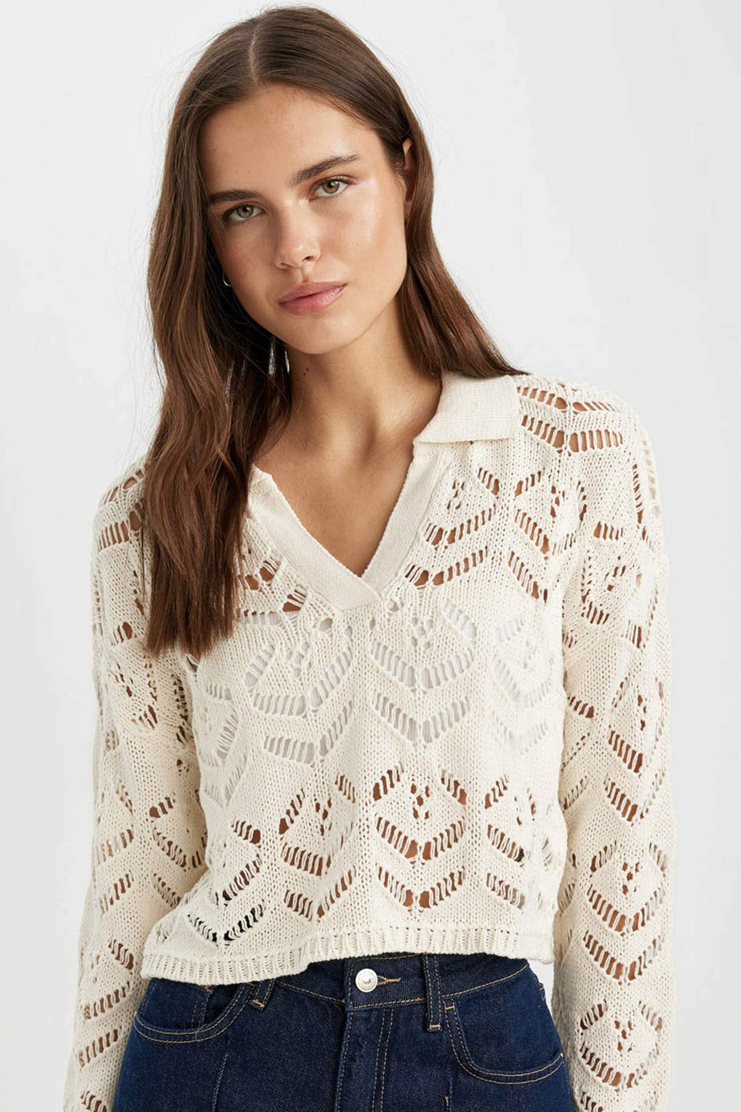 بلوزة كروشيه قصة مريحة بياخة بولو