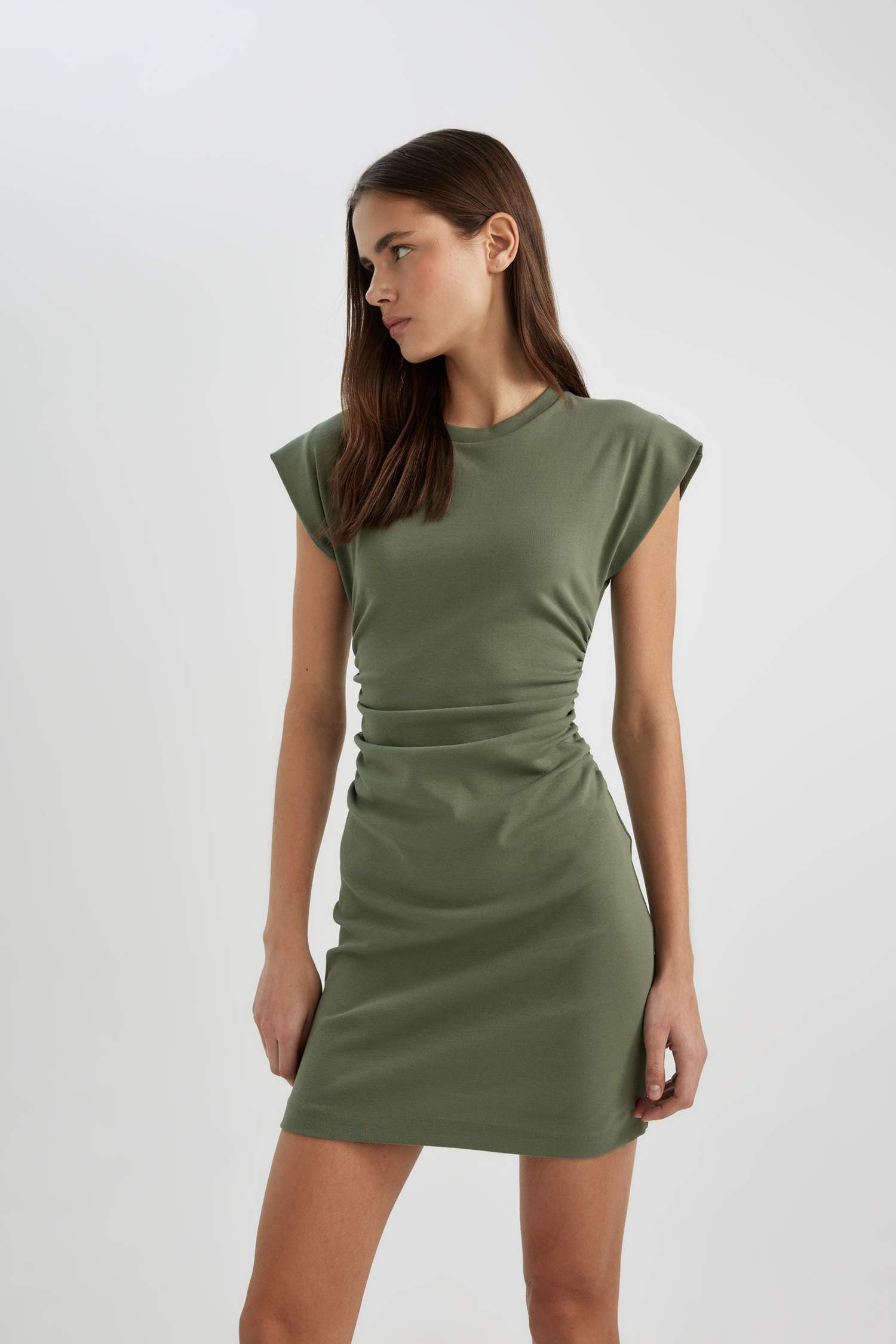 Bodycon Round Neck Cotton Mini Dress