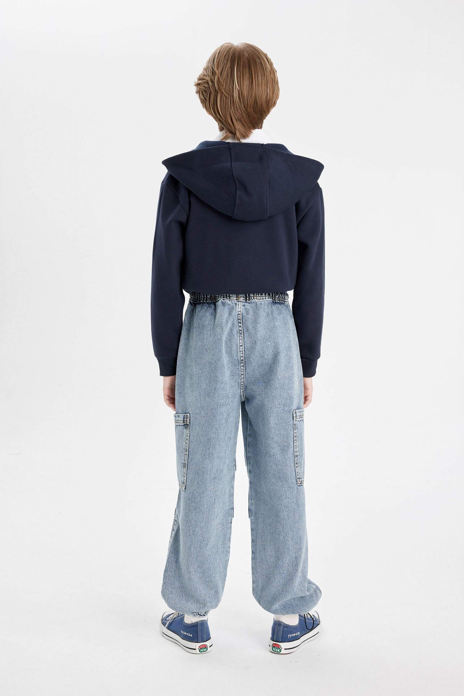 Erkek Çocuk Kargo Cepli Beli ve Paçası Lastikli Jogger Paraşüt Okul Jean Pantolon