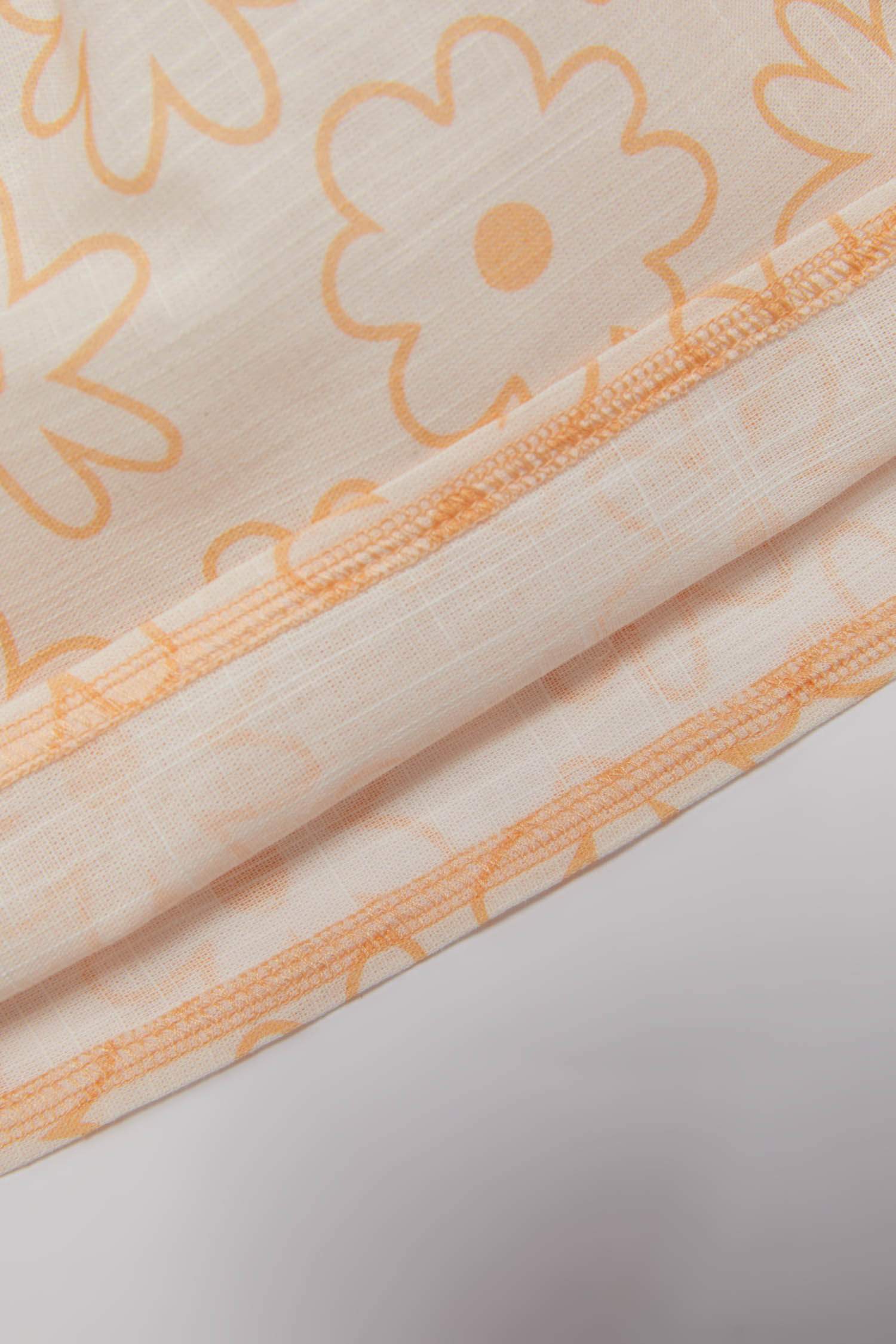 Kız Bebek Çiçekli Kısa Kollu Fitilli Kaşkorse Elbise