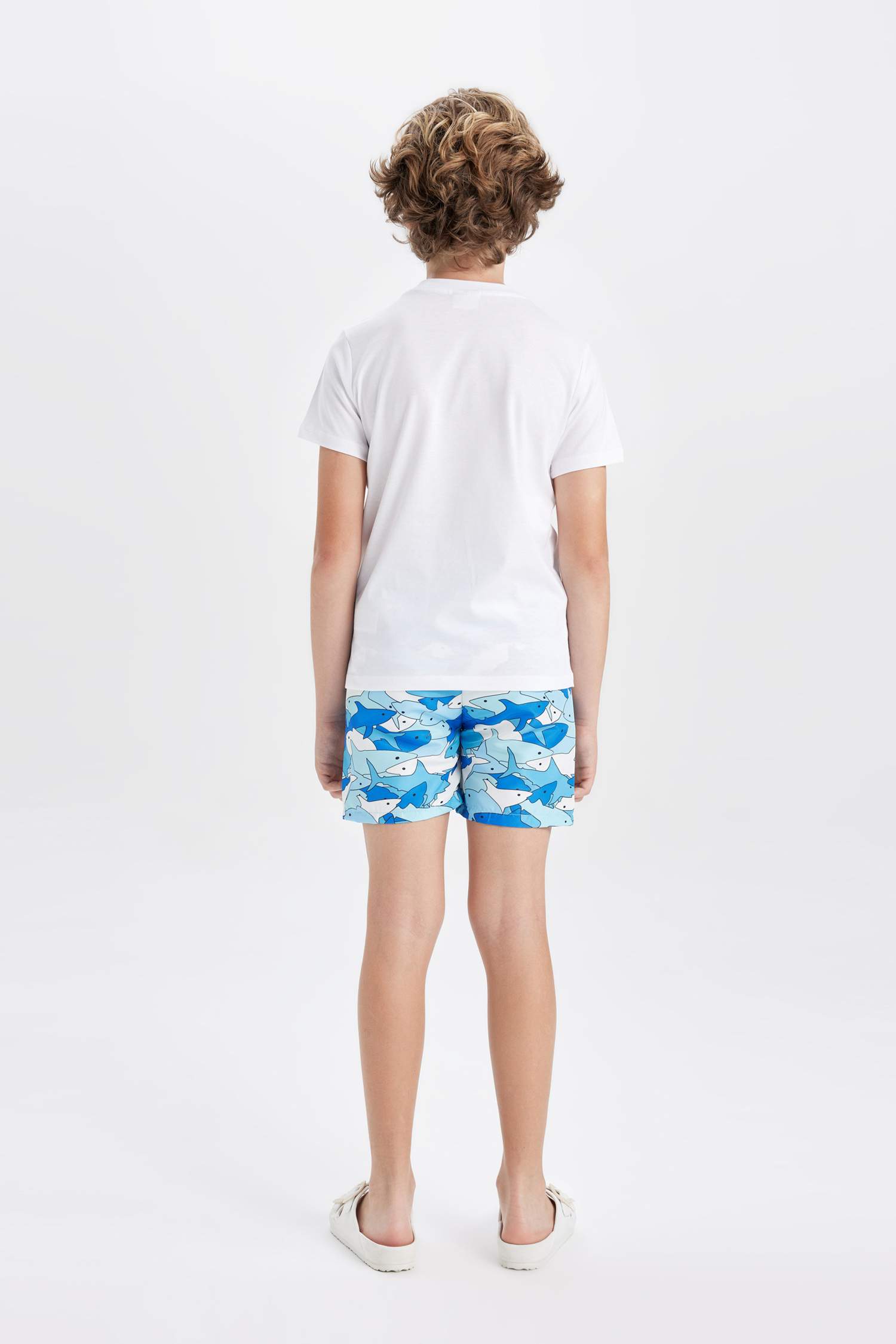 Erkek Çocuk 2'li Takım Baskılı Kısa Kollu Tişört Deniz Şortu